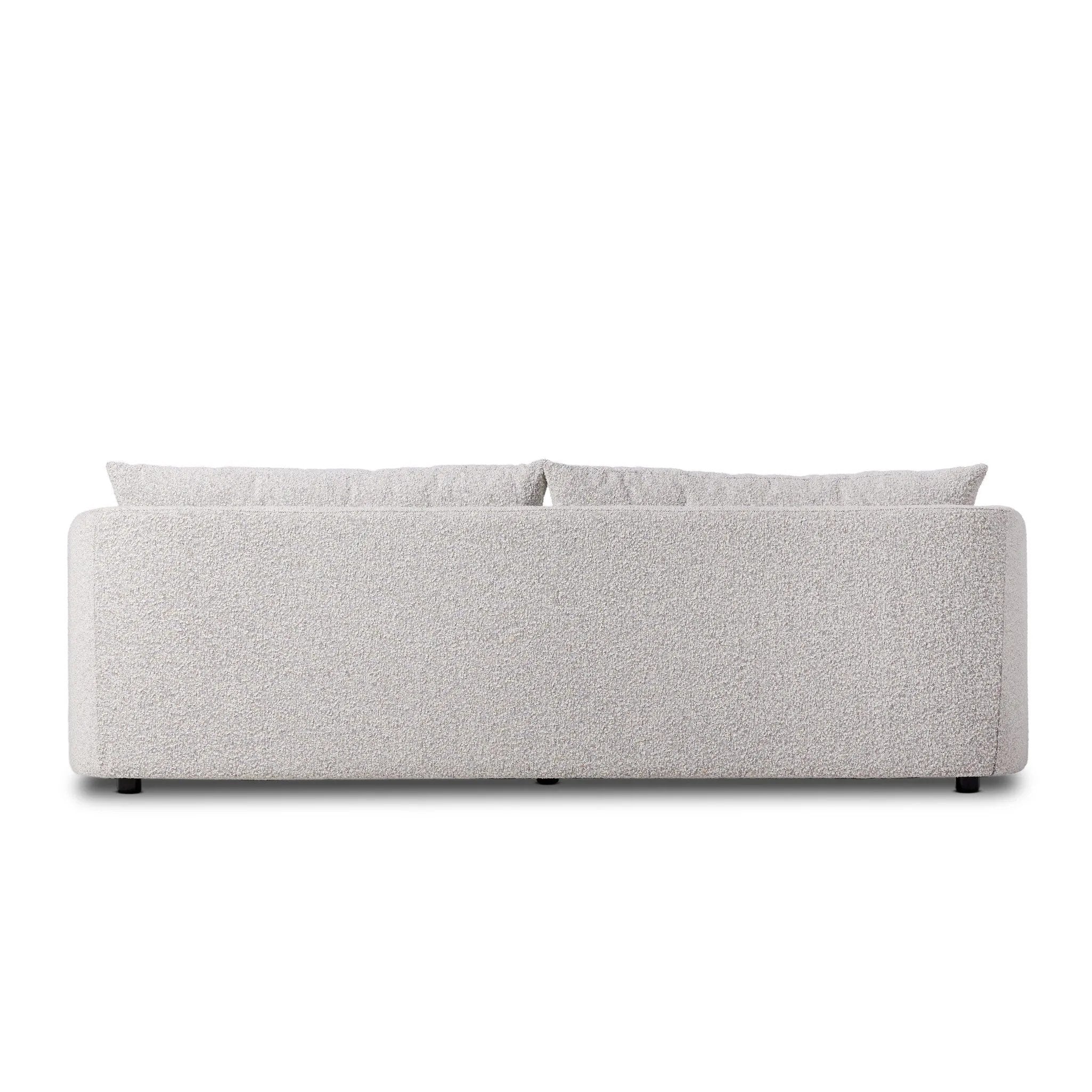 Featuring Topanga Knoll Domino Sofa by Four Hands at Amethyst Home. Textural boucle and angled arms give this sofa a stylish upgrade, while the two-over-one cushion configuration lend a laid-back look. Performance fabric is specially created to withstand spills, stains, high traffic and wear, ensuring long-term comfort and unmatched durability.
Overall Dimensio. Amethyst Home provides interior design, new home construction design consulting, vintage area rugs, and lighting in the Omaha metro area.