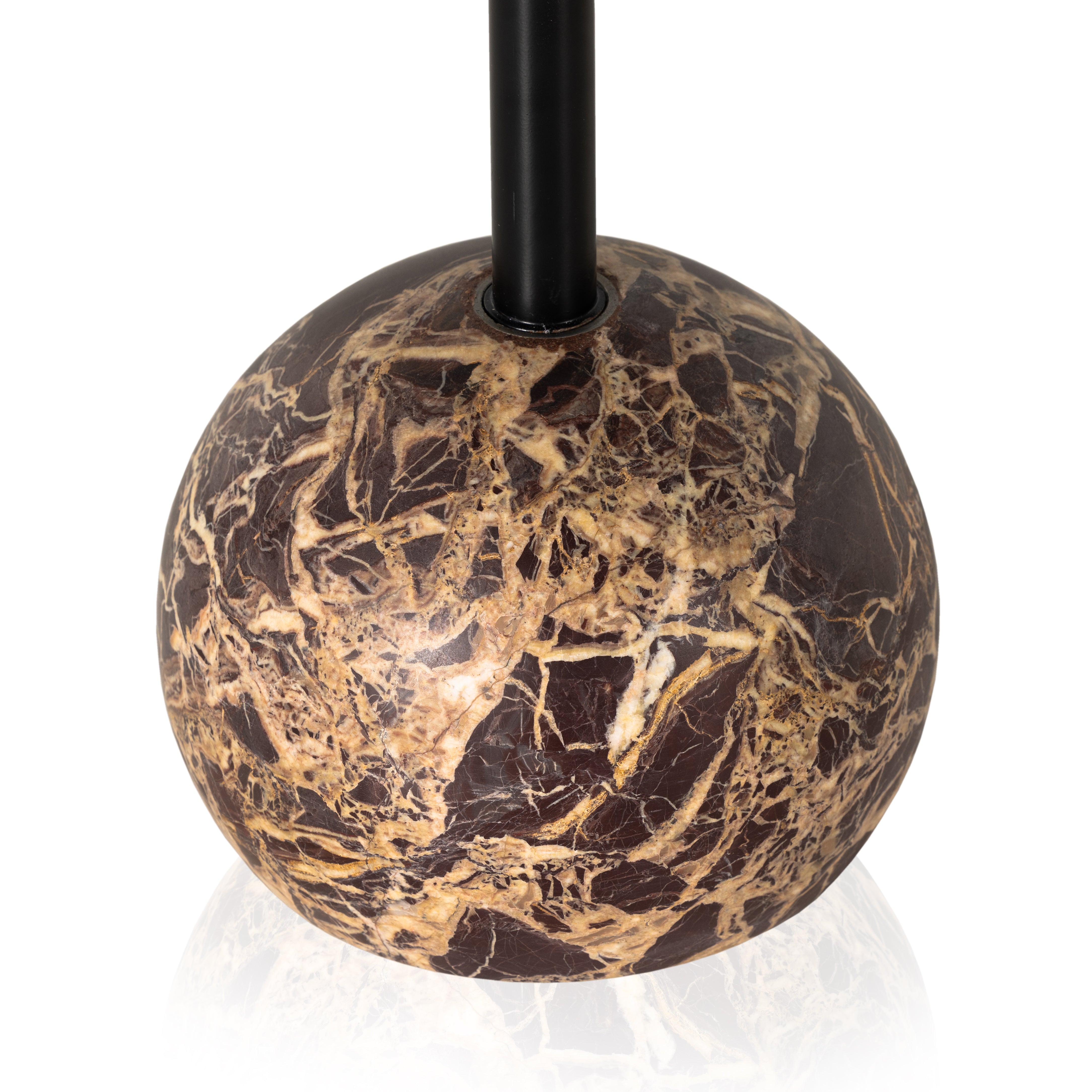 Featuring Viola Accent Table - Merlot Marble by Four Hands at Amethyst Home. The Viola Merlot Marble Accent Table is a stylish and practical accessory for any living room. The marble tabletop and sturdy steel frame ensures durability, while the contemporary design will make a great addition to any décor. Enjoy the natural beauty of the marble table top as it enhances any space. Amethyst Home provides interior design, new construction, custom furniture, and area rugs in the Laguna Beach metro area.