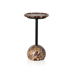 Featuring Viola Accent Table - Merlot Marble by Four Hands at Amethyst Home. The Viola Merlot Marble Accent Table is a stylish and practical accessory for any living room. The marble tabletop and sturdy steel frame ensures durability, while the contemporary design will make a great addition to any décor. Enjoy the natural beauty of the marble table top as it enhances any spac. Amethyst Home provides interior design, new construction, custom furniture, and area rugs in the Newport Beach metro area.