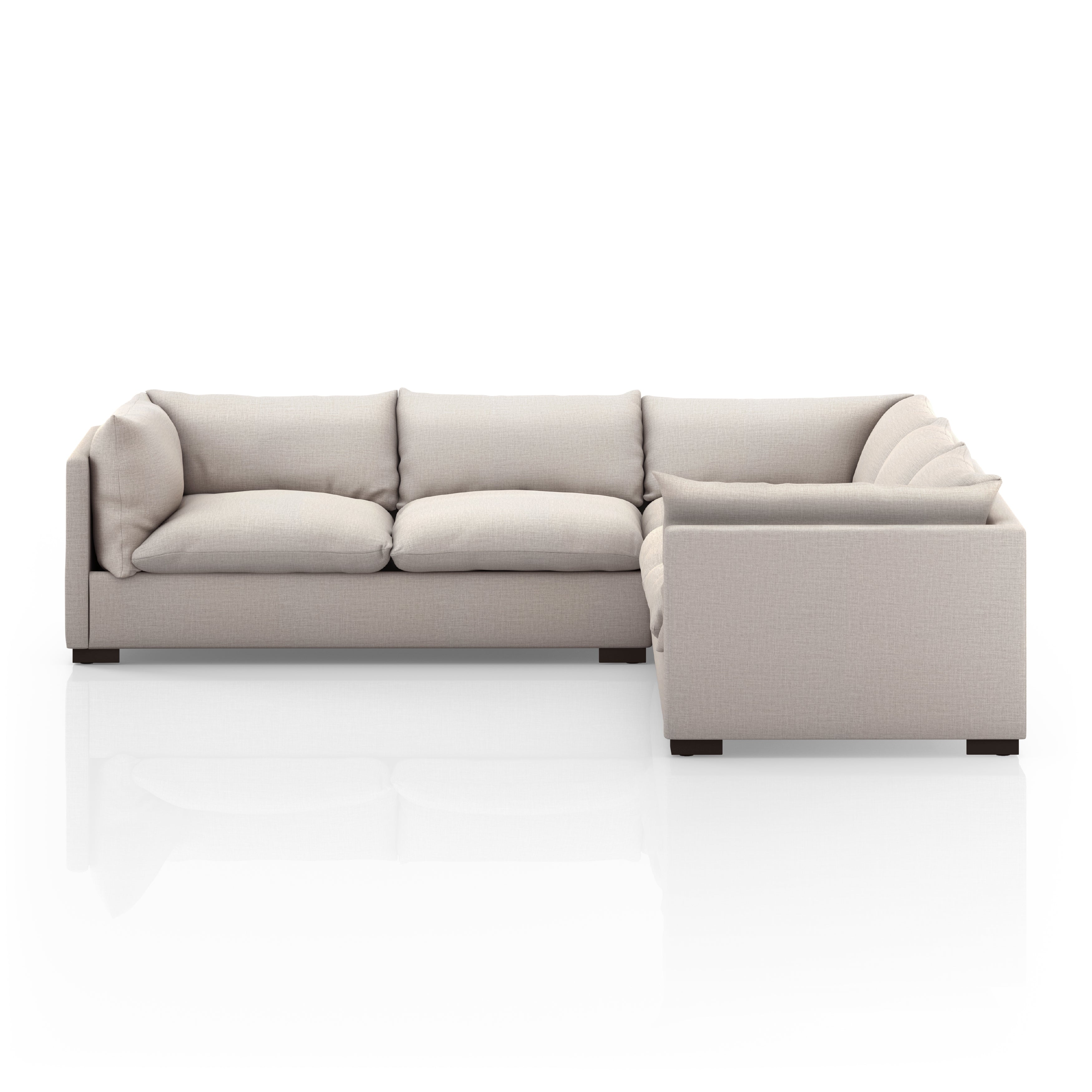 Featuring Westwood Bennett Moon 3-PC Sectional by Four Hands at Amethyst Home. Westwood Bennett Moon 3-PC Sectional's clean-lined and simply styled, high-performance fabric places a family-friendly twist on the quintessential sectional. A wooden base keeps things classy while casual. Various configuration options offer flexibility in any size space. Perfor. Amethyst Home provides interior design, new home construction design consulting, vintage area rugs, and lighting in the Des Moines metro area.