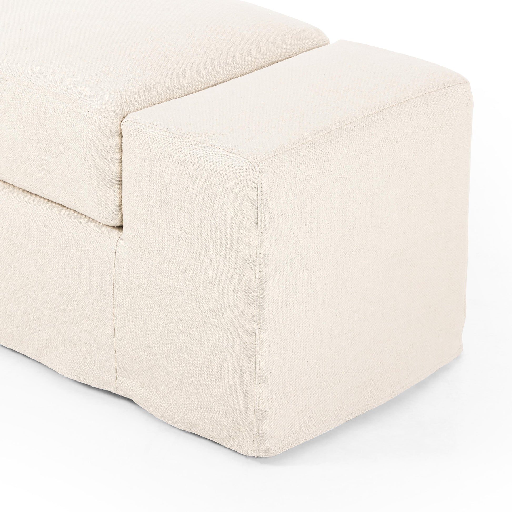 Bold dimensions define this monolithic accent bench. Durable and soft to the touch, Libeco™-sourced linens are artisan-made and free of toxic chemicals. Slipcovered styles are fully removable and machine-washable for easy care. Amethyst Home provides interior design, new home construction design consulting, vintage area rugs, and lighting in the Kansas City metro area.