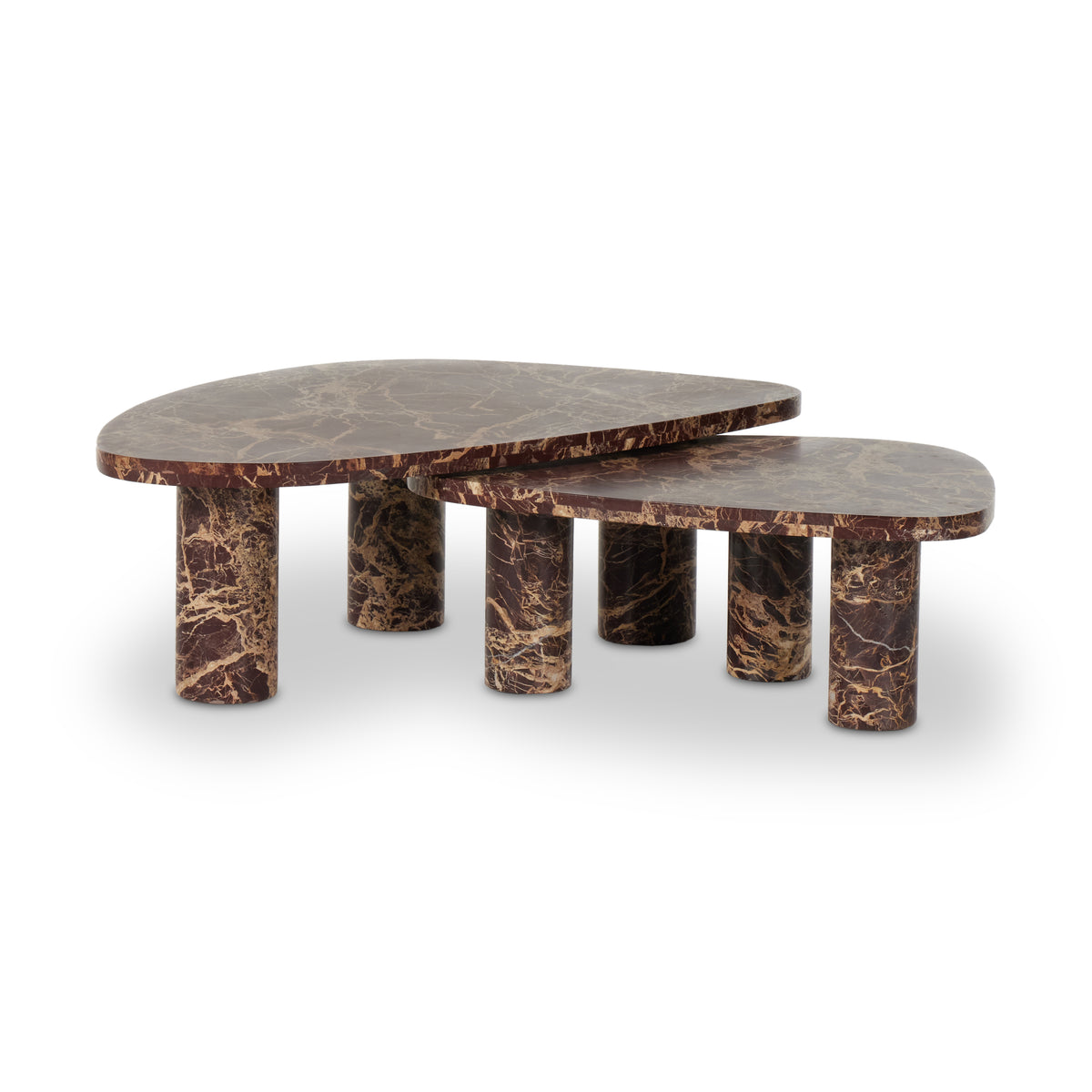 Zion Merlot Marble Coffee Table Set | shipping 10/06/2025