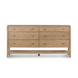 Featuring Zuma Dune Ash 6 Drawer Dresser by Four Hands at Amethyst Home. Simple yet refined, the Zuma Dune Ash 6 Drawer Dresser is a danish design-influenced dresser that is made from solid ash, with iron hardware finished in a sleek gunmetal. Stretcher-style shelving made from woven paper cord serves up a textural finishing touch. Six spacious drawers bring generous storage space to the bedro. Amethyst Home provides interior design services, furniture, rugs, and lighting in the Dallas metro area.