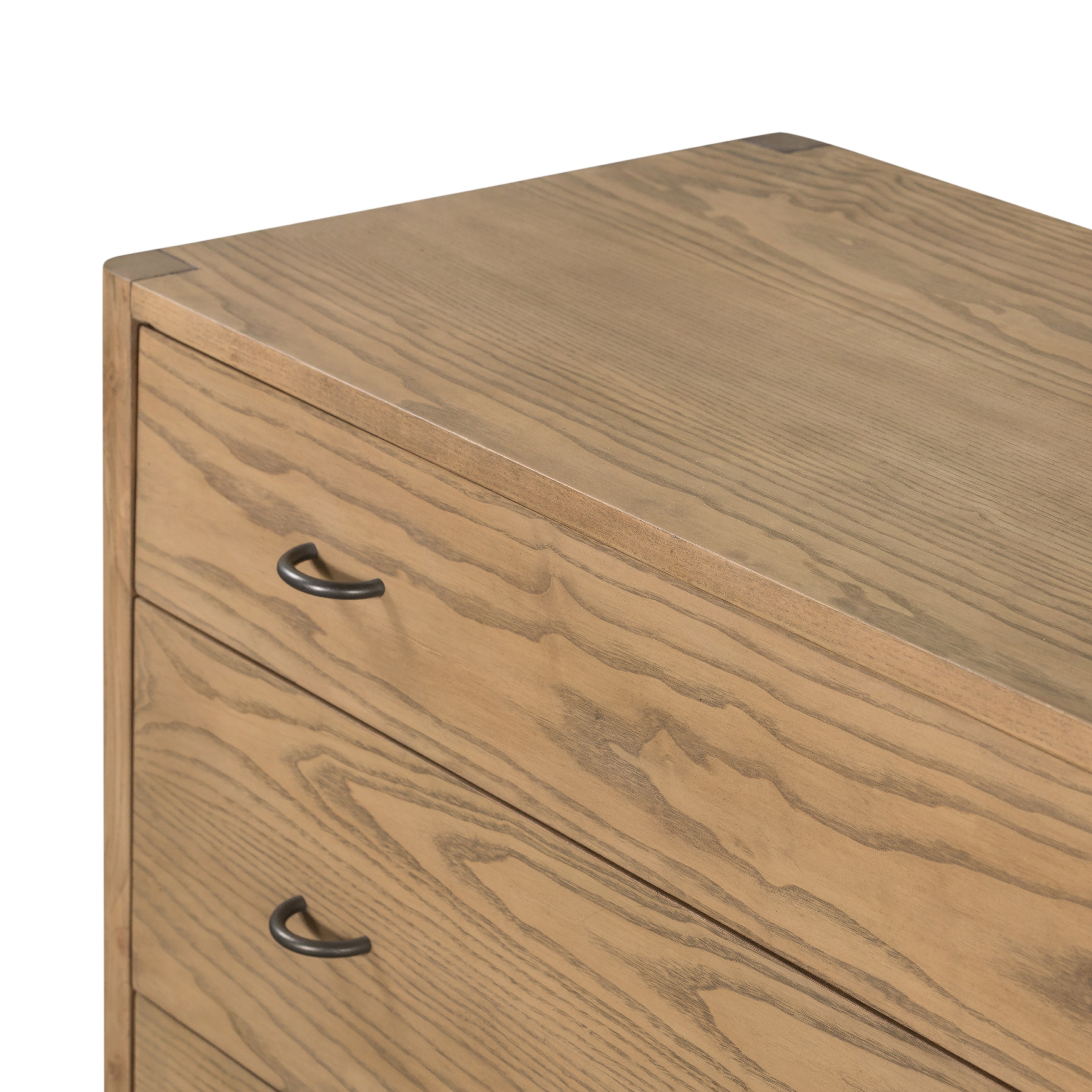 Featuring Zuma Dune Ash 6 Drawer Dresser by Four Hands at Amethyst Home. Simple yet refined, the Zuma Dune Ash 6 Drawer Dresser is a danish design-influenced dresser that is made from solid ash, with iron hardware finished in a sleek gunmetal. Stretcher-style shelving made from woven paper cord serves up a textural finishing touch. Six spacious drawers bring generous storage space to the b. Amethyst Home provides interior design services, furniture, rugs, and lighting in the Des Moines metro area.