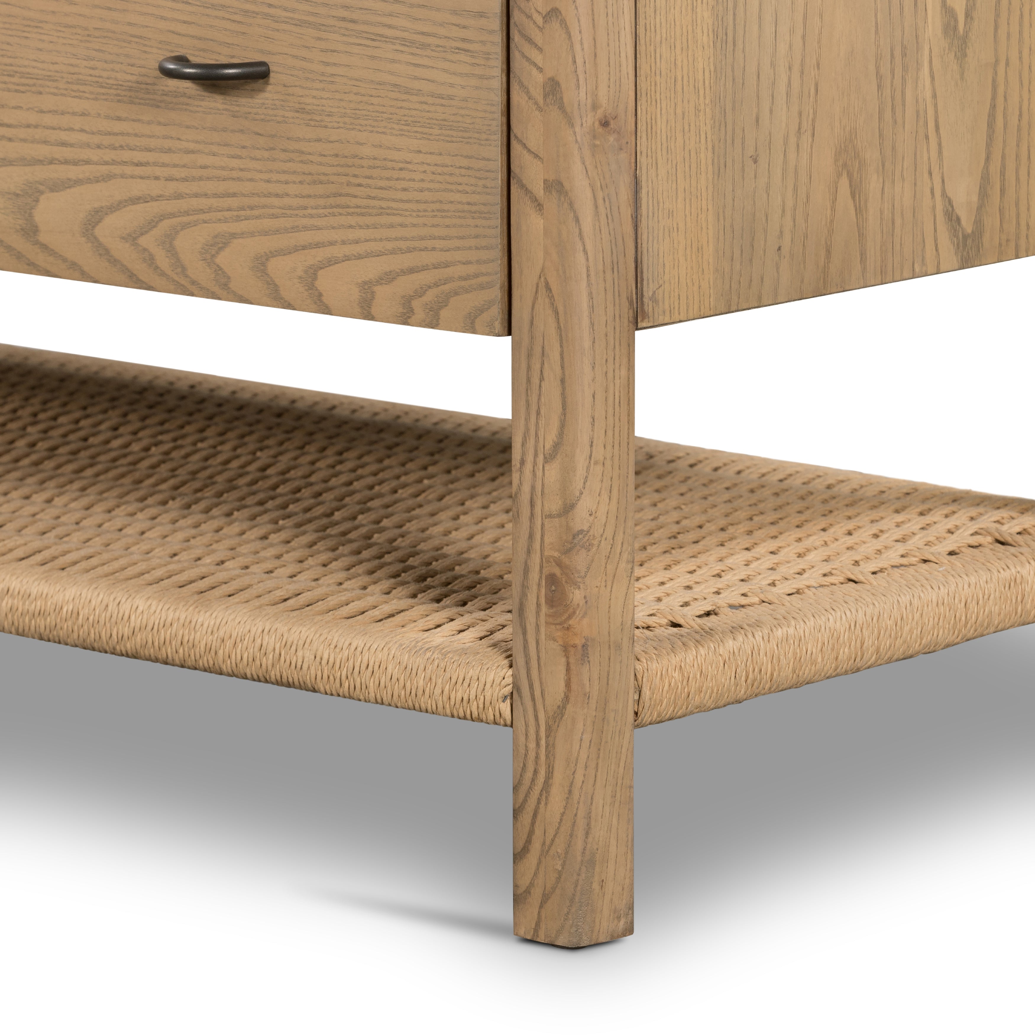 Featuring Zuma Dune Ash 6 Drawer Dresser by Four Hands at Amethyst Home. Simple yet refined, the Zuma Dune Ash 6 Drawer Dresser is a danish design-influenced dresser that is made from solid ash, with iron hardware finished in a sleek gunmetal. Stretcher-style shelving made from woven paper cord serves up a textural finishing touch. Six spacious drawers bring generous storage space to the bedroo. Amethyst Home provides interior design services, furniture, rugs, and lighting in the Miami metro area.