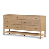 Featuring Zuma Dune Ash 6 Drawer Dresser by Four Hands at Amethyst Home. Simple yet refined, the Zuma Dune Ash 6 Drawer Dresser is a danish design-influenced dresser that is made from solid ash, with iron hardware finished in a sleek gunmetal. Stretcher-style shelving made from woven paper cord serves up a textural finishing touch. Six spacious drawers bring generous storage space to the bed. Amethyst Home provides interior design services, furniture, rugs, and lighting in the Monterey metro area.