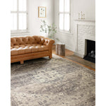 Featuring soft motifs in a carefully curated color palate of grey, black, ivory and hints of blue, the Hathaway Steel / Ivory area rug captures the essence of one-of-a-kind vintage or antique area rug. This rug is ideal for high traffic areas such as living rooms, dining rooms, kitchens, hallways, and entryways.