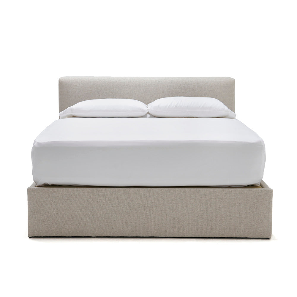 The modern Hayden Bed by Verellen is sturdy and comfy. This cozy bed features:  platform style bed – accommodates mattress only sits on glides available slipcovered or upholstered double needle stitch detail not available with boxspring Available in twin, full, queen, king, and California king.