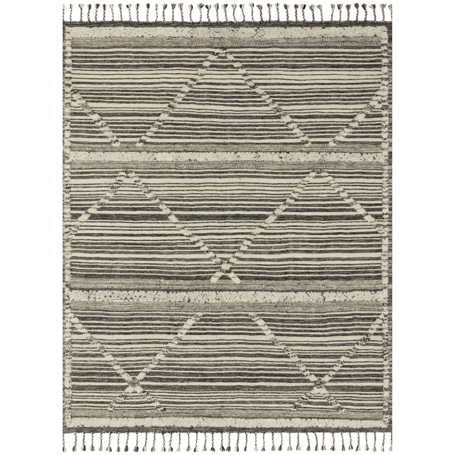Tapis noué à la main Iman ivoire/charbon