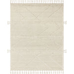 Iman Beige/Ivory Rug - Amethyst Home A new take on Moroccan style rugs, the Iman Collection is hand-knotted of 100% wool pile by skilled artisans in India. The surface features linear and braided details, creating tonal variations that make each piece unique. Plus, each design is finished with playful fringe.