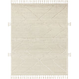 Iman Beige/Ivory Rug - Amethyst Home A new take on Moroccan style rugs, the Iman Collection is hand-knotted of 100% wool pile by skilled artisans in India. The surface features linear and braided details, creating tonal variations that make each piece unique. Plus, each design is finished with playful fringe.