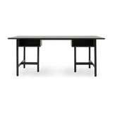 A beautiful, fumed black desk made by Verellen. The Isola Desk is made from gorgeous ash wood with stylish open storage. The desk adds sophistication and a minimal approach to work and play. Made entirely from solid wood -- no veneer needed. Amethyst Home provides interior design, new home construction design consulting, vintage area rugs, and lighting in the Newport Beach metro area.