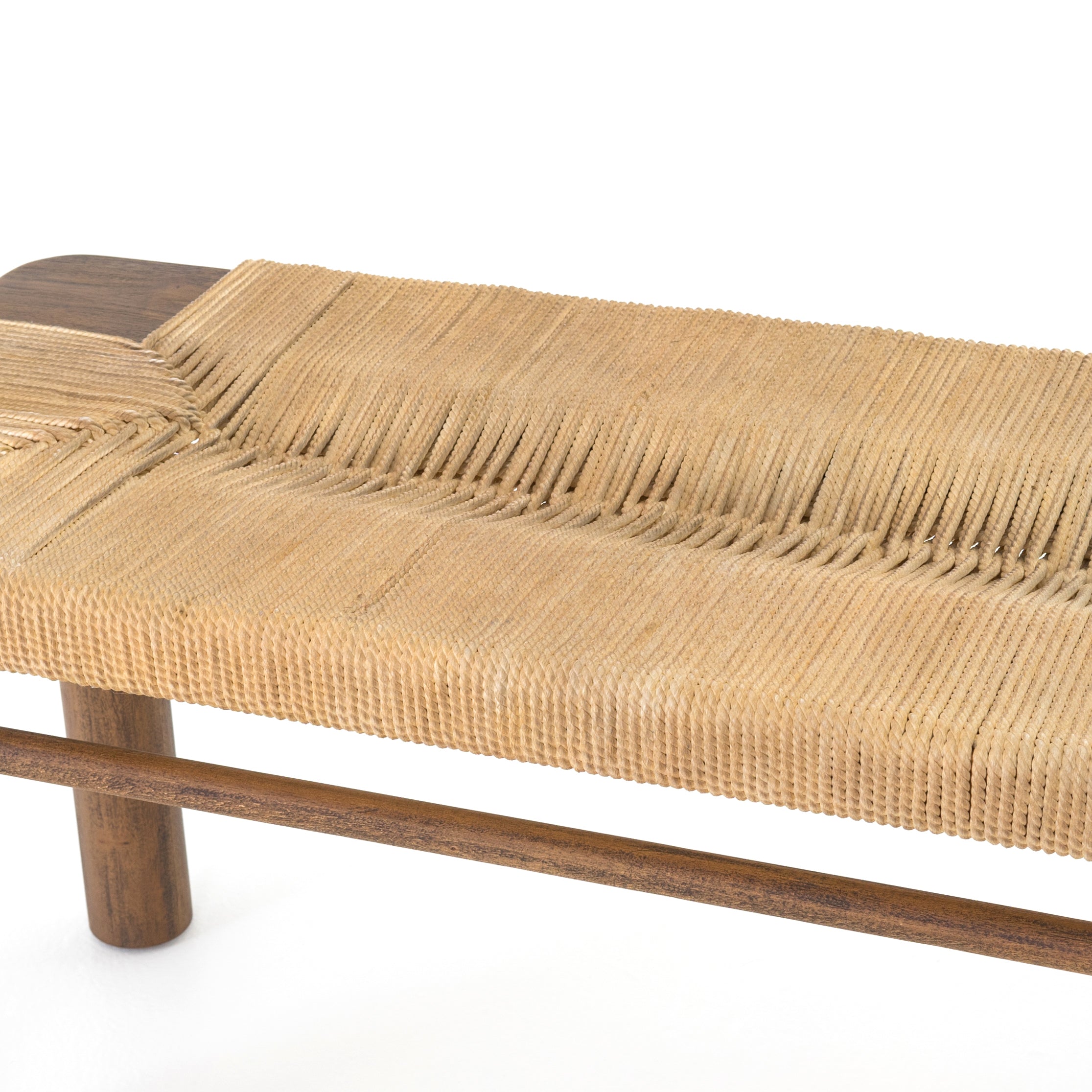 Featuring Shona Bench by Four Hands at Amethyst Home. Natural in texture and tone. Russet mahogany framing strikes a low-profile pose as vintage cotton rope weaves for an ultra-organic seat reminiscent of its Indonesian roots.
Overall Dimensions: 60"W x 17.50"L x 19.50"H
Colors: Russet Mahogany, Vintage CottonMaterials: Solid Mahogany, Cotton RopeWeight: 65.4.  Amethyst Home provides interior design, new home construction design consulting, vintage area rugs, and lighting in the Dallas metro area.