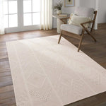 Featuring Continuum Cardinal Rug by Jaipur Living at Amethyst Home. The Continuum collection brings the classic sisal look to outdoor spaces and high-traffic indoor areas. The soft Axiom design features an abstract, geometric pattern with cream high-low pile for added dimension. The polypropylene fibers are stain and water resistant for an easy-care accent pie. Amethyst Home provides interior design, new home construction design consulting, vintage area rugs, and lighting in the Austin metro area.