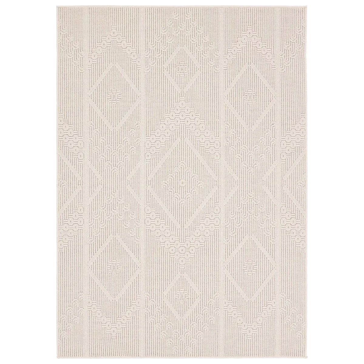 The Continuum collection brings the classic sisal look to outdoor spaces and high-traffic indoor areas. The soft Axiom design features an abstract, geometric pattern with cream high-low pile for added dimension. The polypropylene fibers are stain and water resistant for an easy-care accent piece that suits any area of the home Amethyst Home provides interior design, new home construction design consulting, vintage area rugs, and lighting in the Des Moines metro area.