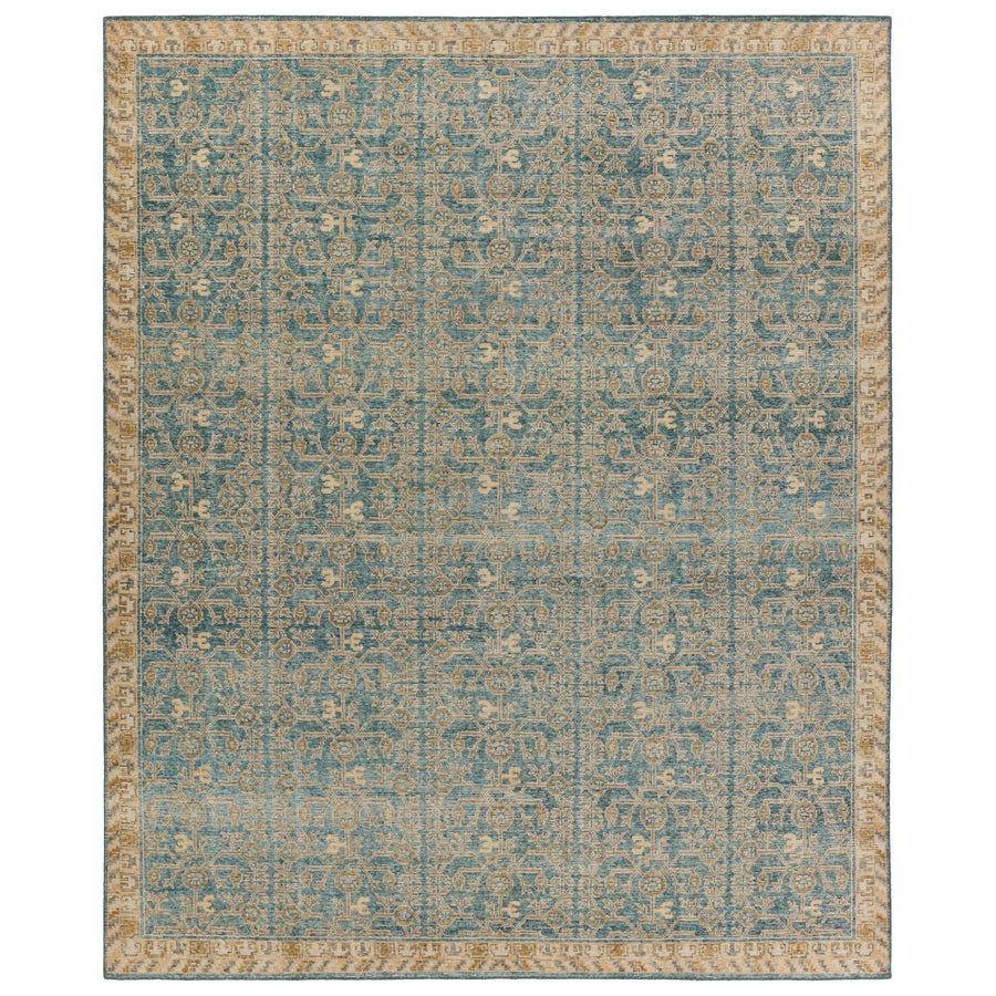 Tapis noué à la main Merriman turquoise foncé Eden