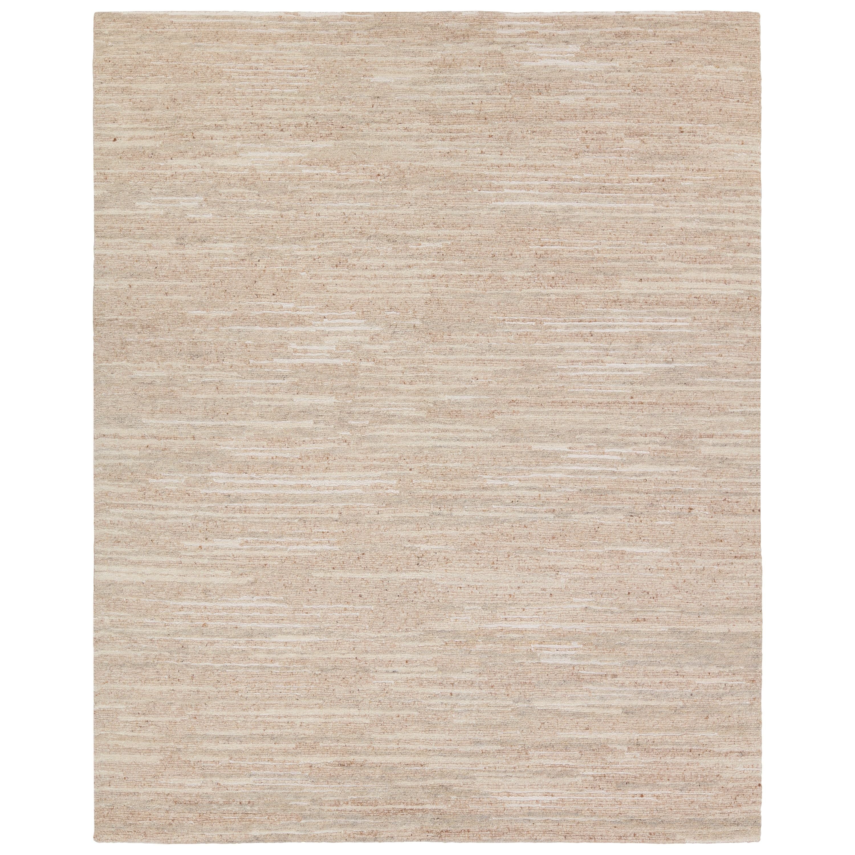 A textural statement with the versatility of the perfect neutral tone, the Farida collection grounds a room with simple sophistication. This handknotted Jameel design features subtle linear details. The undyed wool creates a natural beige background with flecks of brown and black that contrast the cream viscose detailing. Amethyst Home provides interior design, new construction, custom furniture, and area rugs in the Charlotte metro area.