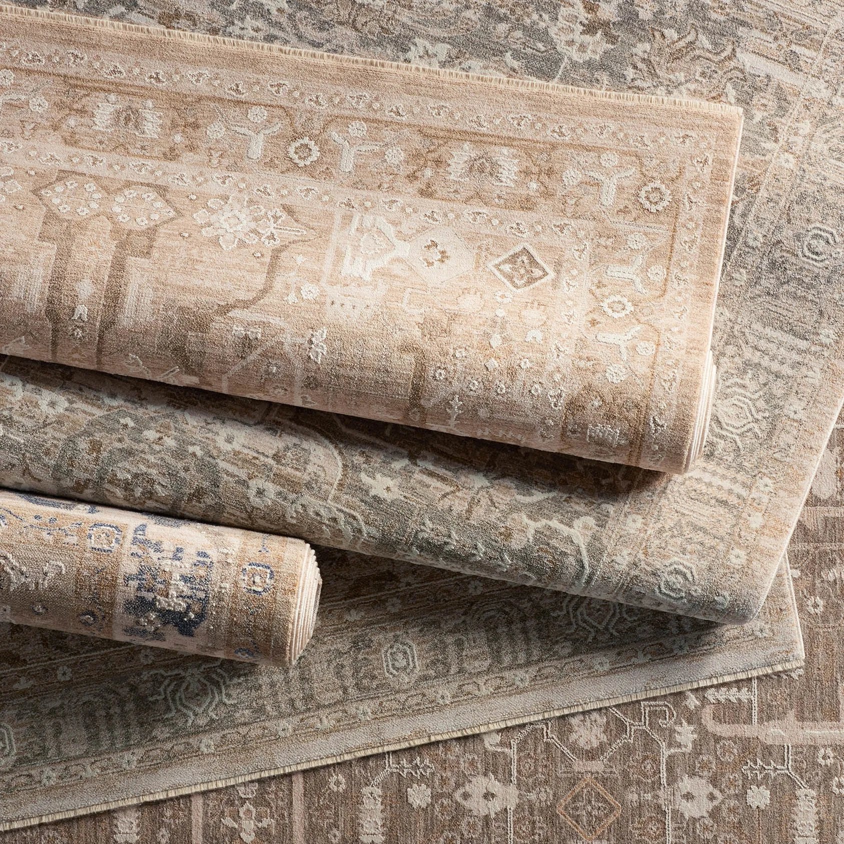 With its neutral colorways and tree of life pattern inspiration, the Lilit collection is reminiscent of the traditional Persian designs found on distant travels, but with an easy-to-decorate and contemporary twist. The Lechmere design features a traditional tree of life pattern with geometric and floral detailing in hues of beige, cream, and taupe. Amethyst Home provides interior design, new home construction design consulting, vintage area rugs, and lighting in the Dallas metro area.