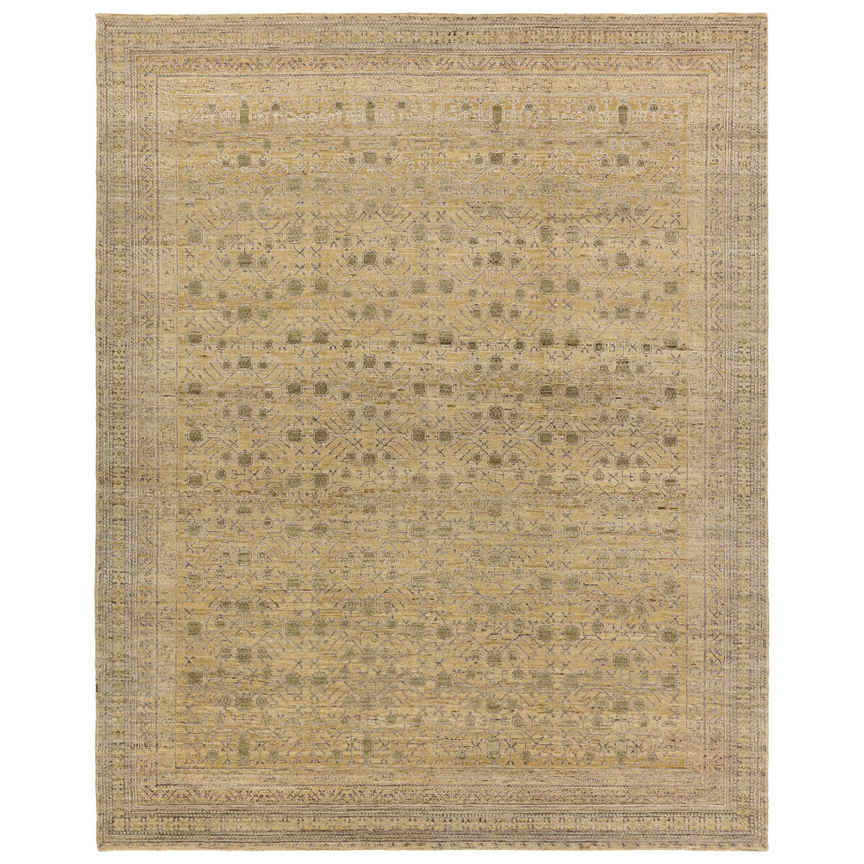 The handknotted Mihret collection gathers inspiration from traditional patterns that offer elegance and a refined, modern colorway. Expertly handcrafted in India with 64 knots per square inch for unparalleled quality, the Delacor design features traditional trellis and geometric details and a thick border. Amethyst Home provides interior design, new home construction design consulting, vintage area rugs, and lighting in the Alpharetta metro area.