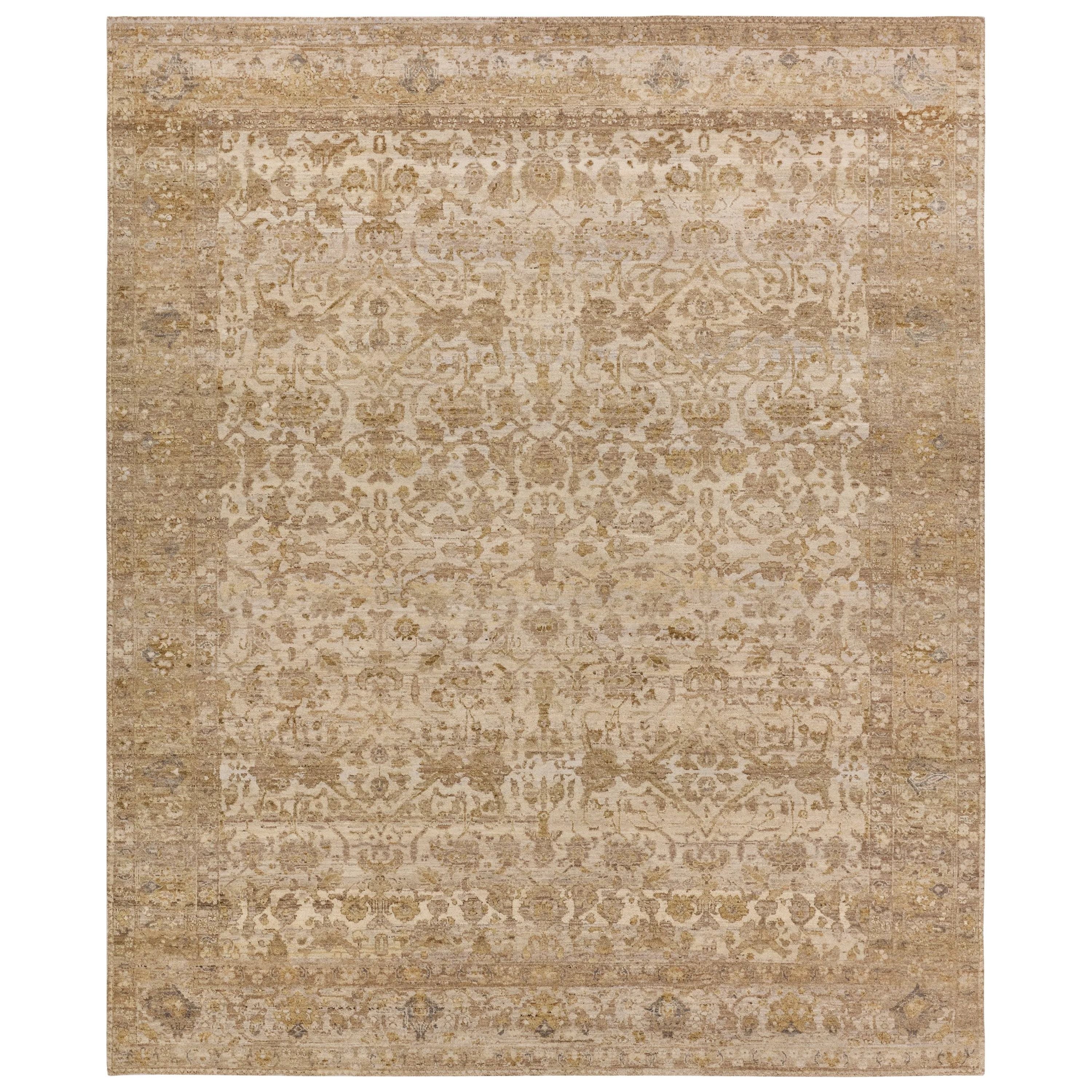The handknotted Mihret collection gathers inspiration from traditional patterns that offer elegance and a refined, modern colorway. Expertly handcrafted in India with 64 knots per square inch for unparalleled quality, the Zeniba design features traditional floral and scrolling details and a thick border. Amethyst Home provides interior design, new home construction design consulting, vintage area rugs, and lighting in the Newport Beach metro area.