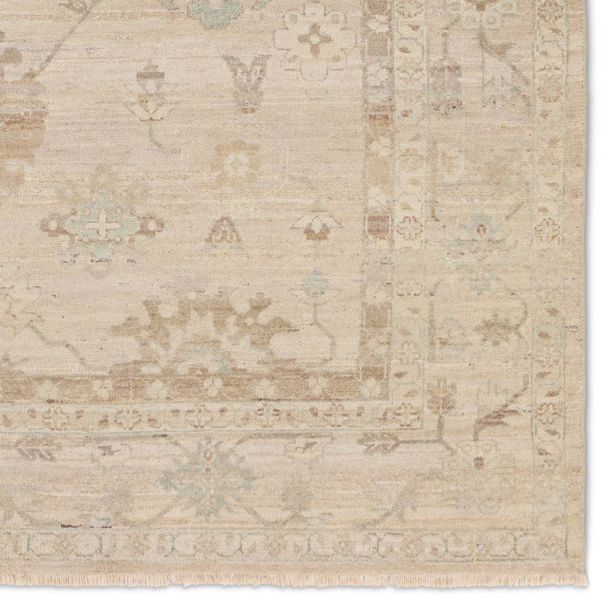 The Orenda Kerensa features heirloom-quality designs of muted and uniquely updated Old World patterns. The Kerensa area rug boasts a beautifully washed medallion motif with an antique Oushak-inspired vibe. The ivory tone is accented with cool blue and warm beige hues for added depth and intrigue. Amethyst Home provides interior design, new home construction design consulting, vintage area rugs, and lighting in the Houston metro area.