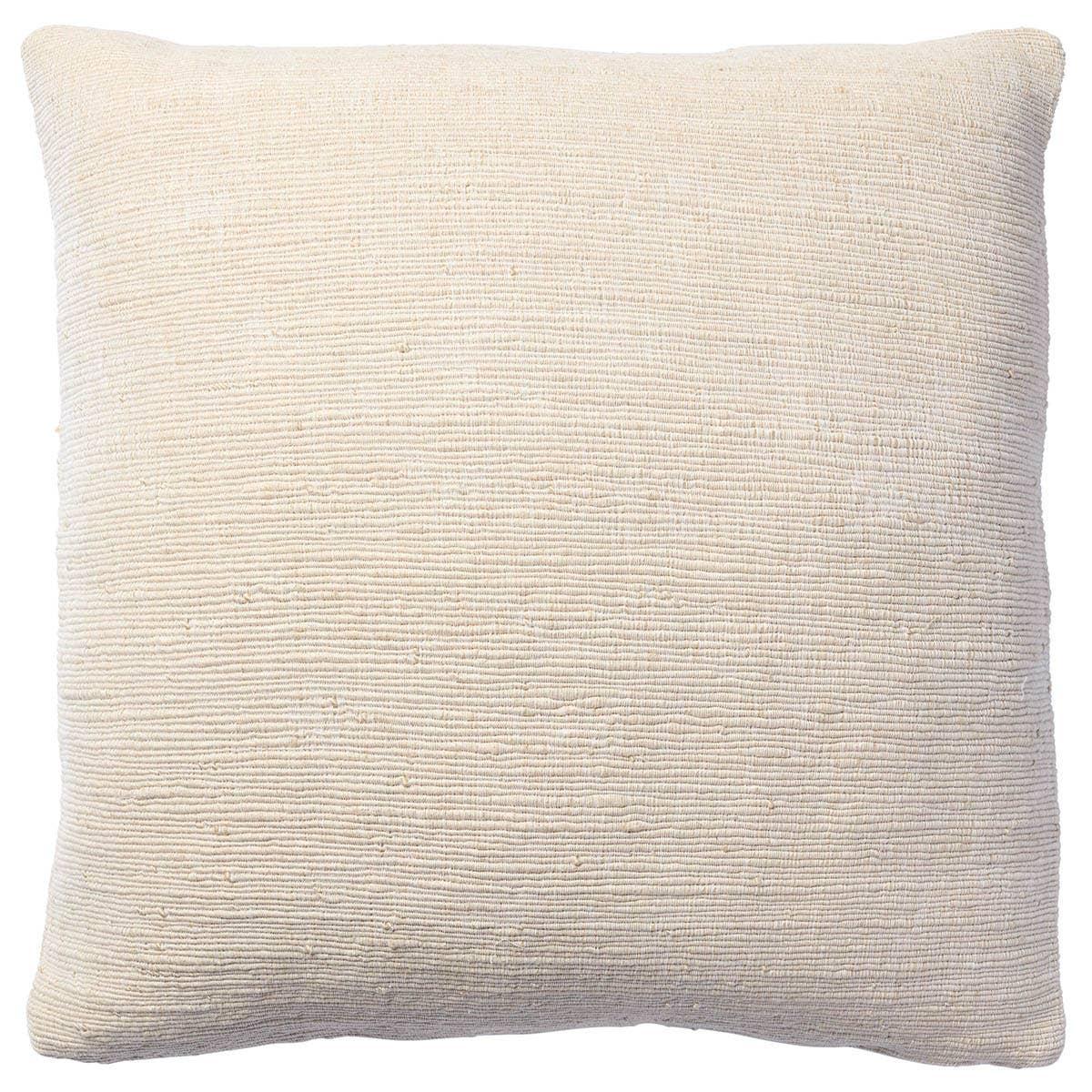 Traditionally, the warp yarn is the framework over which the weft yarn is woven to create a pattern, but in the Mirth pillow they are given an equal emphasis. Inspired by the foundation of handcrafted rugs, this throw pillow provides subtle texture in warm cream tones. The viscose and cotton blend lends softness and comfort to any indoor space. Amethyst Home provides interior design, new home construction design consulting, vintage area rugs, and lighting in the Boston metro area.