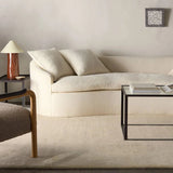 Made from the exceptional soft fleece and durability of Alpaca and New Zealand Wool, the Si Blanc Theia creates uniform excellence as the understated centerpiece of a room. With its natural luster and timeless charm the Theia design made of cream Tibetan hand knots brings simple and soft sophistication underfoot.?Hand Knotte Amethyst Home provides interior design, new home construction design consulting, vintage area rugs, and lighting in the Washington metro area.