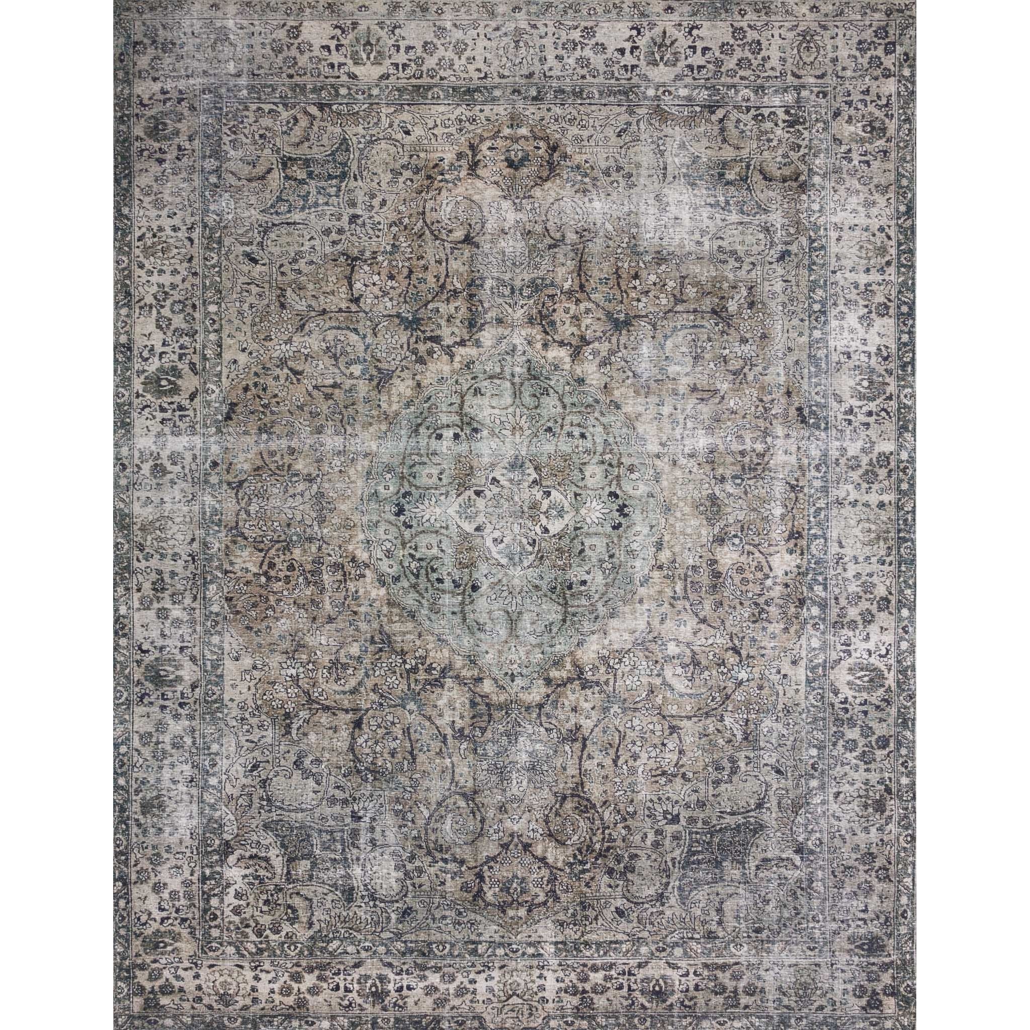 Layla Taupe/Stone Rug - Amethyst Home The Layla Collection is traditional and timeless, with a beautiful lived-in design that captures the spirit of an old-world rug. This traditional power-loomed rug is crafted of 100% polyester with a classic and sophisticated color palette and subtle patina.