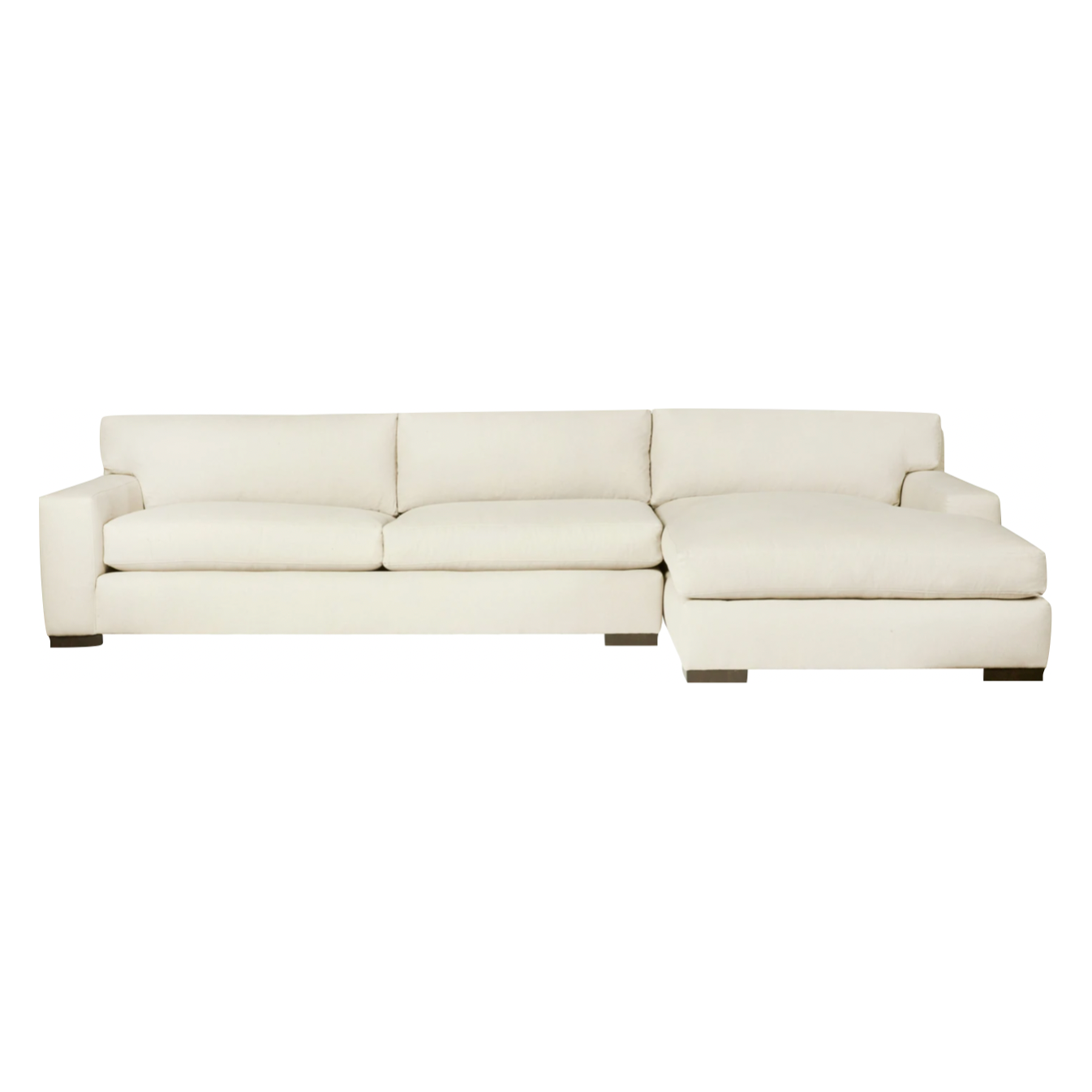 With its streamlined silhouette and strong, angular lines the Loft 2 Piece Sectional - Custom is classic without being too traditional. It has a modern essence and elegance that lends inviting appeal to your seating ensemble. Dim the lights, and settle down with the family for an entertaining night in. Photographed in Mariet Natural and Logan Grey.   Overall: 138"w x 68"d x 29"h