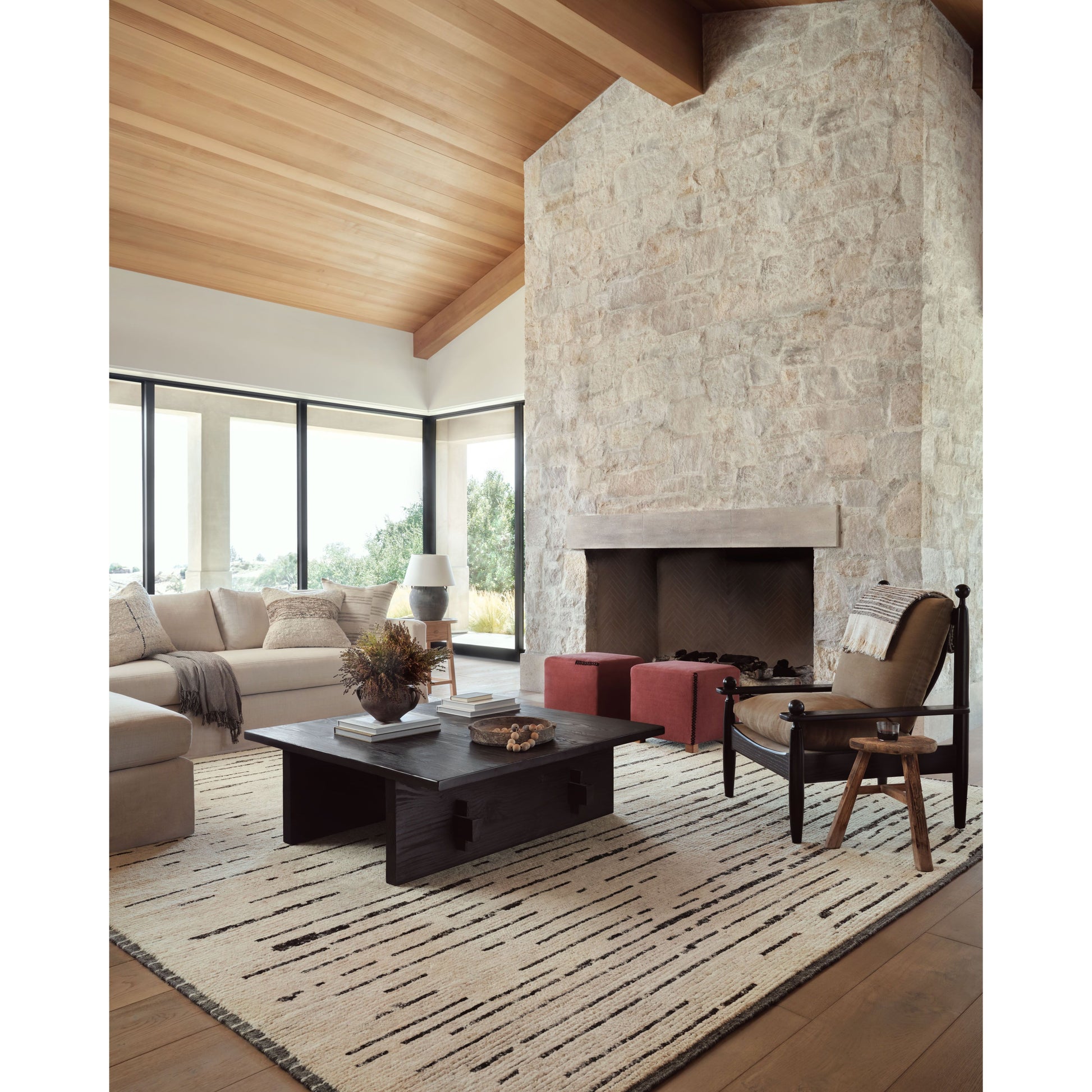 Amber Lewis x Loloi Briyana Natural / Black Rug combines the incredible ribbed texture of Moroccan rugs with clean, contemporary design, thanks to Lewis’s careful eye for details. Amethyst Home provides interior design services, furniture, rugs, and lighting in the Calabasas metro area.