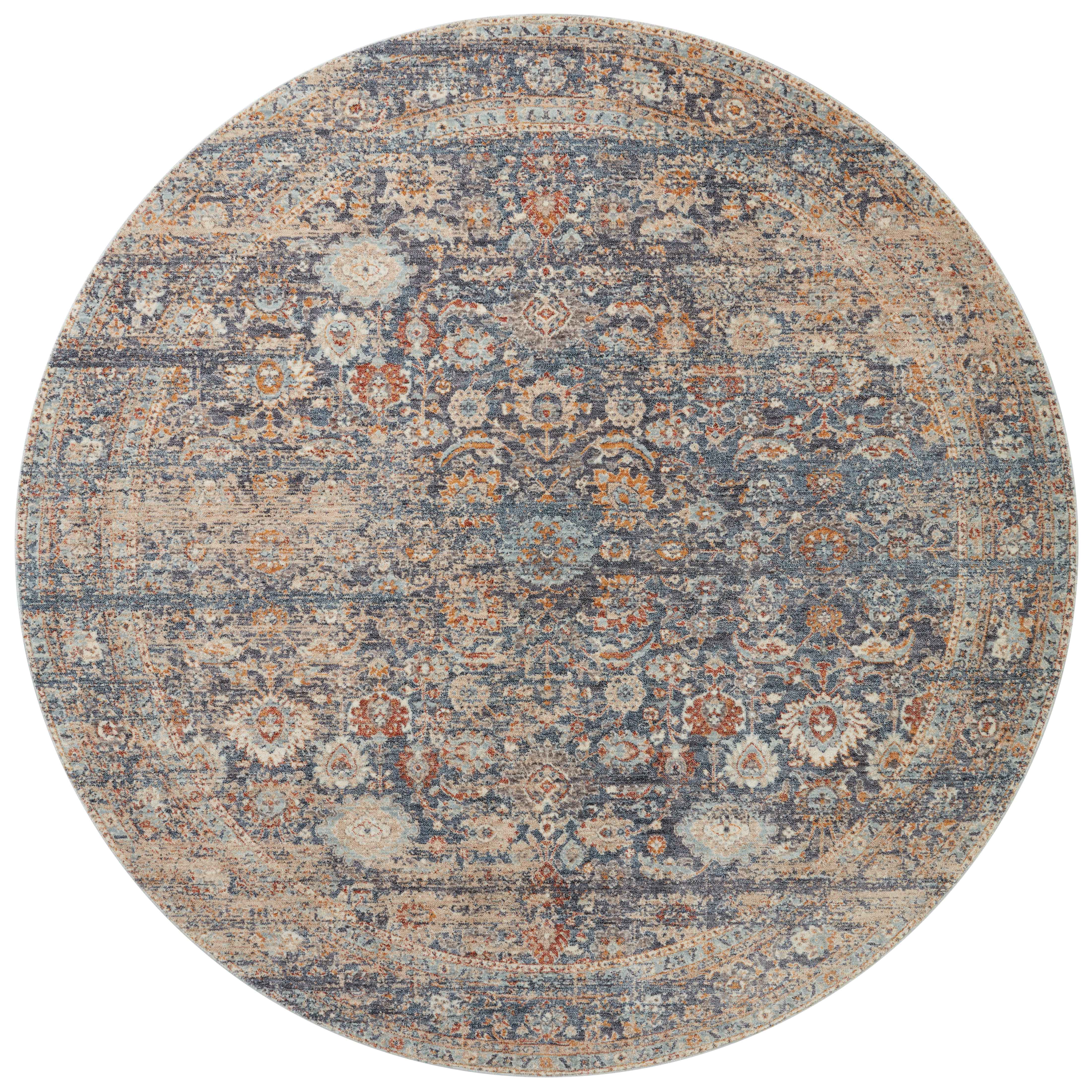Designed in an expertly distressed antique style, the Angela Rose x Loloi Blake Navy / Multi rug features traditional motifs that have softened into the background, making it an effortless neutral in any room. Muted earth-toned palettes complement a range of furniture, while subtle cream-colored fringe at the edges add texture and framing. Amethyst Home provides interior design services, furniture, rugs, and lighting in the Dallas metro area.