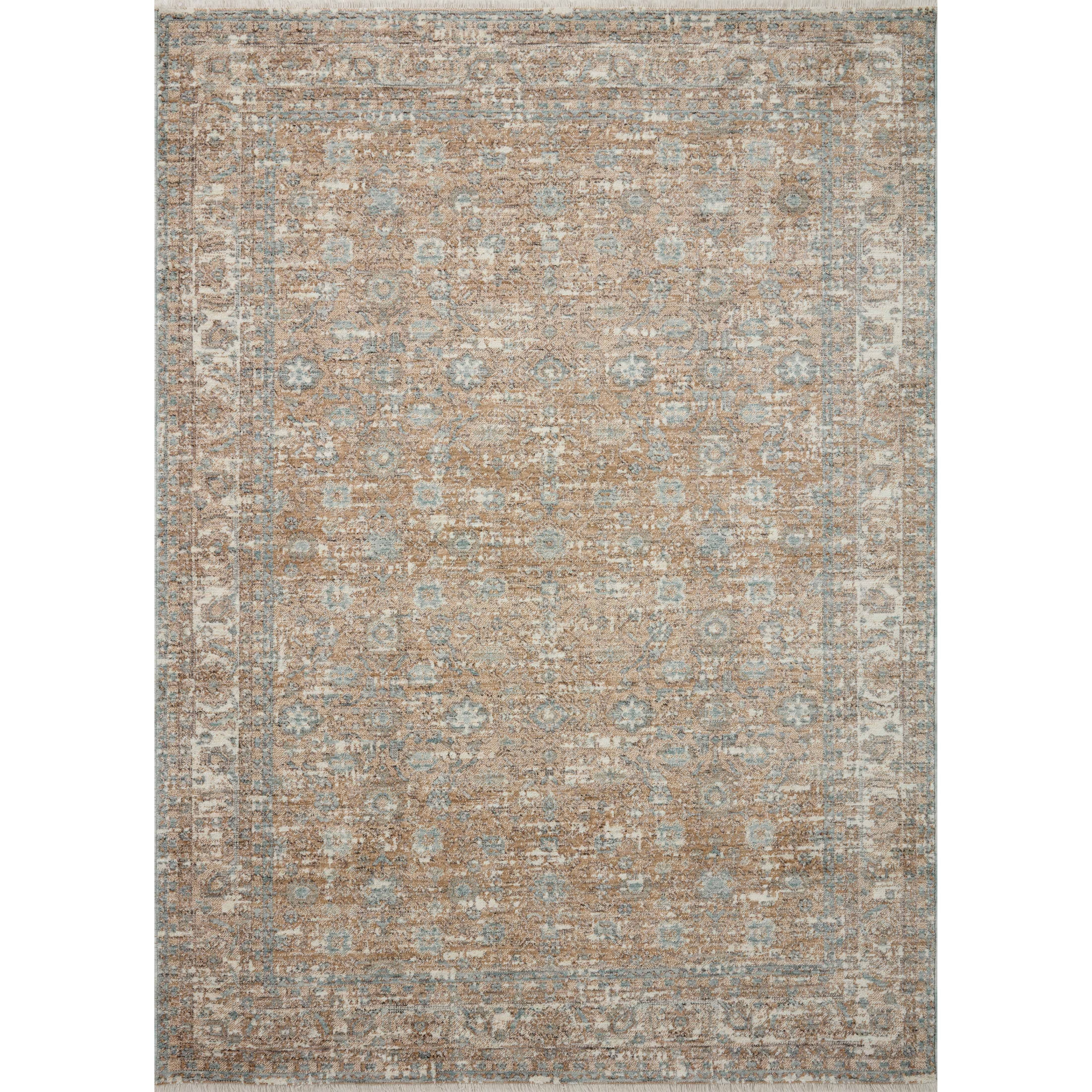 Designed in an expertly distressed antique style, the Angela Rose x Loloi Blake Sand / Sky Rug features traditional motifs that have softened into the background, making it an effortless neutral in any room. Muted earth-toned palettes complement a range of furniture, while subtle cream-colored fringe at the edges add texture and framing. Amethyst Home provides interior design services, furniture, rugs, and lighting in the Omaha metro area.