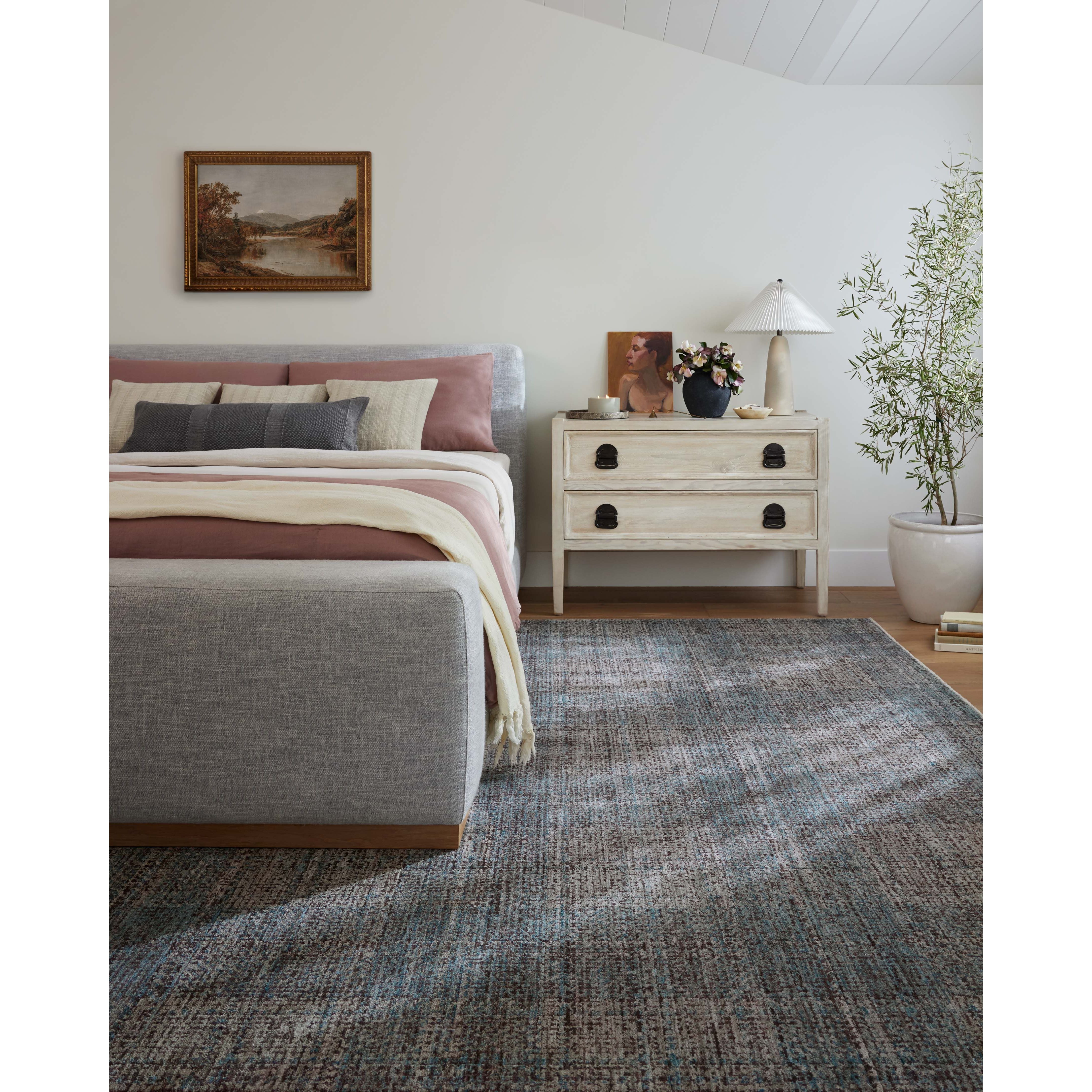 Featuring Angela Rose x Loloi Ember Denim / Charcoal Rug by Loloi at Amethyst Home. The Ember Denim / Charcoal rug by Angela Rose x Loloi is a modern flatweave area rug with a timeless plaid pattern that adds depth and coziness to any living room, bedroom, dining room, or hallway. Ember is power-loomed of 100% space-dyed polyester, a durable construction tha. Amethyst Home provides interior design, new home construction design consulting, vintage area rugs, and lighting in the Portland metro area.