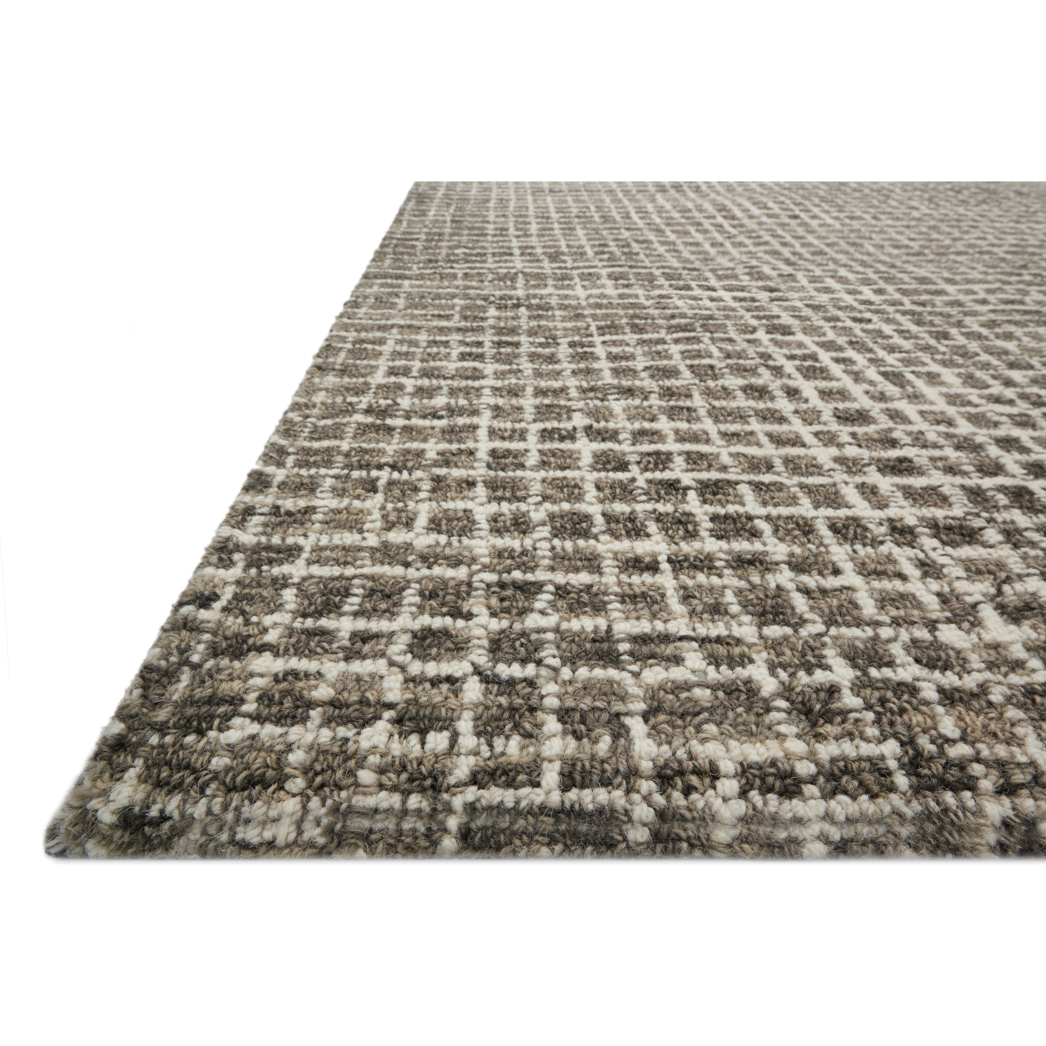 Featuring Giana Charcoal Rug by Loloi at Amethyst Home. Inspired by textural watercolors, the Giana Charcoal Rug from Loloi combines a relaxed grid with soft variations of grey and ivory for an effortless and sophisticated look. Each rug is hooked of 100% wool by artisans for a beautiful textural layer to your home. The soft textures of this rug bring warmth and coziness to any room. Amethyst Home provides interior design, new construction, custom furniture, and rugs for the Scottsdale metro area.