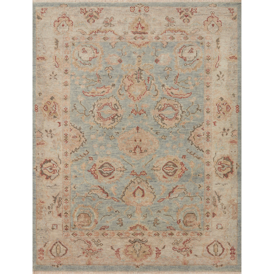 Tapis noué à la main Helena bleu clair/beige