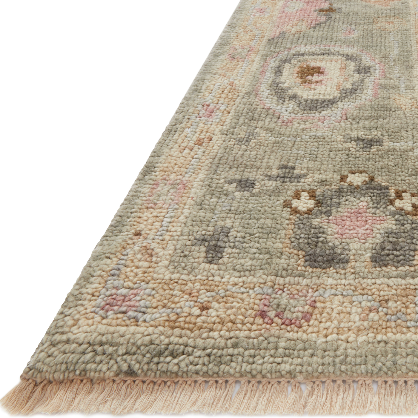 The Helena Sage / Sunset HEL-03 rug from Loloi is hand-knotted of 100% wool, refined, yet versatile for any home. The Helena rug combines weathered tones and worldly patterns for a beautiful grounding element in any room. Amethyst Home provides interior design, new construction, custom furniture, and rugs for the Kansas City metro area.