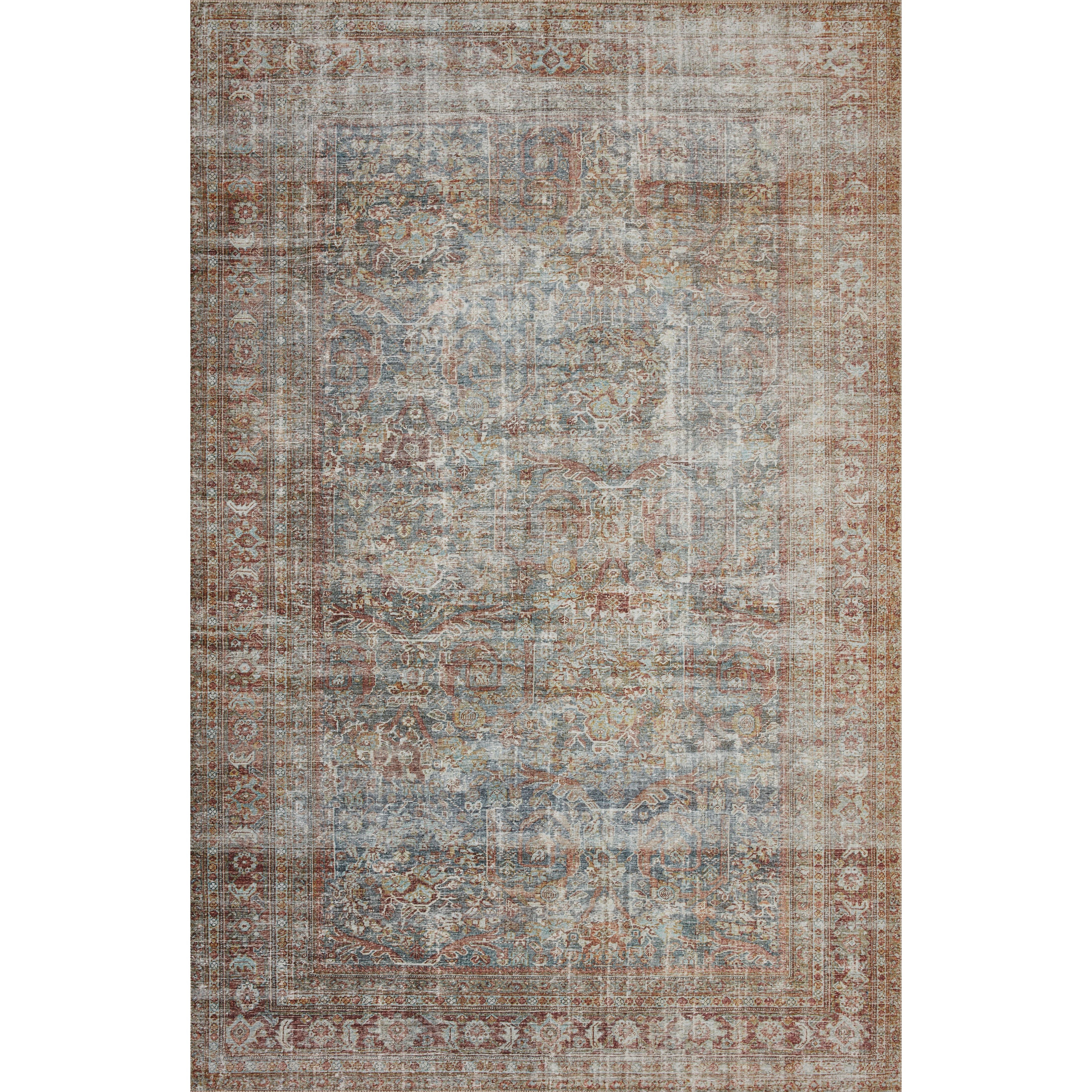 Durable, low pile, and soft underfoot, this rug is inspired by classic vintage and antique rugs. The Jules Chris Loves Julia Lagoon / Brick rug from Loloi features a beautiful vintage pattern and patina. The rug is easy to clean and maintain and perfect for living rooms, dining rooms, hallways, and kitchens!