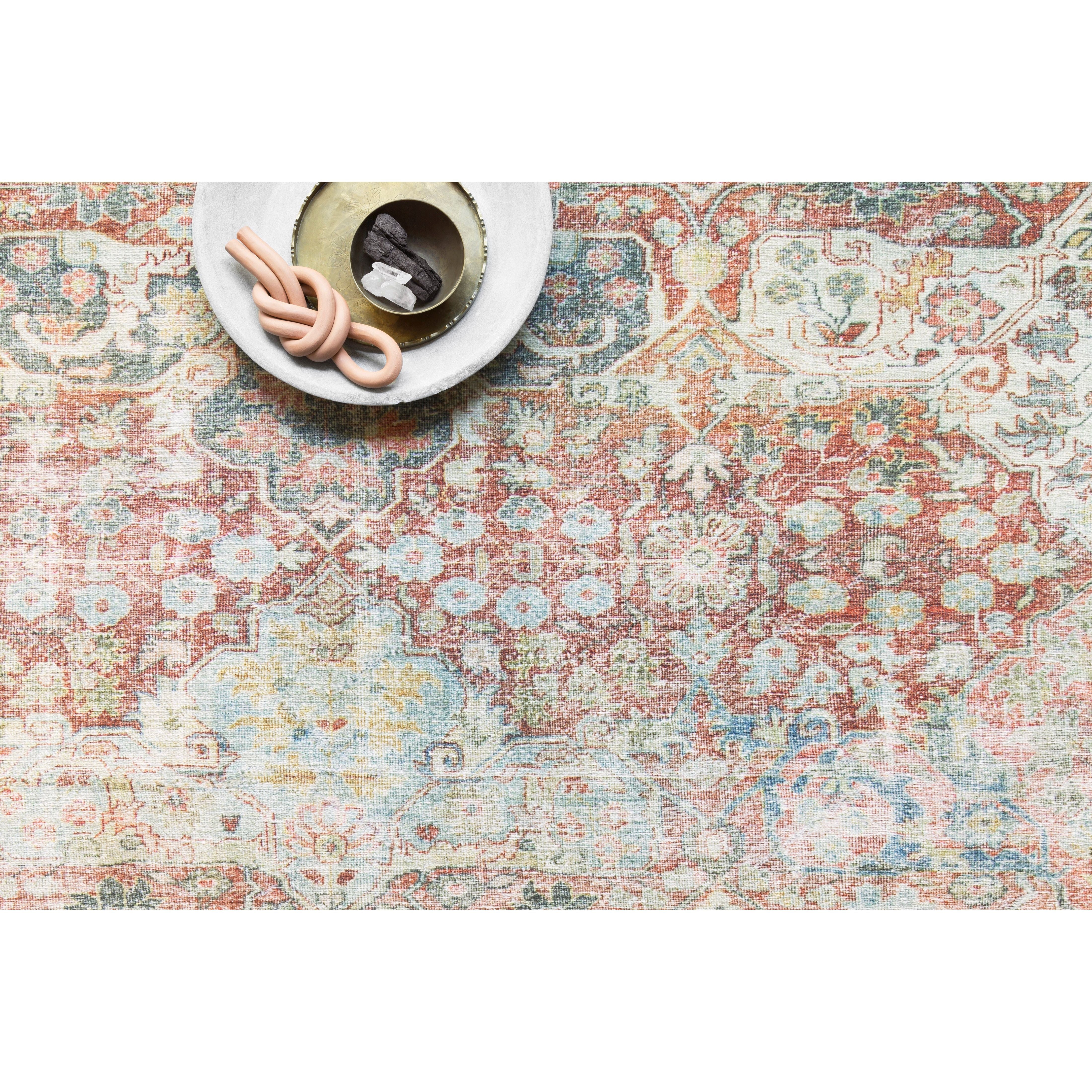Featuring Loren Brick/Multi Rug by Loloi at Amethyst Home. The Loren Brick/Multi area rug from Loloi captures the spirit of a one-of-a-kind vintage or antique area rug. You will love this rug because the rug is: 

Perfect for families with kids and pets
Very easy to clean and maintain
Comes in big area rug sizes and as cute kitchen and hallway runners
Looks g. Amethyst Home provides interior design, new construction, custom furniture, and rugs for the Austin, Houston, and Dallas, Texas metro area.