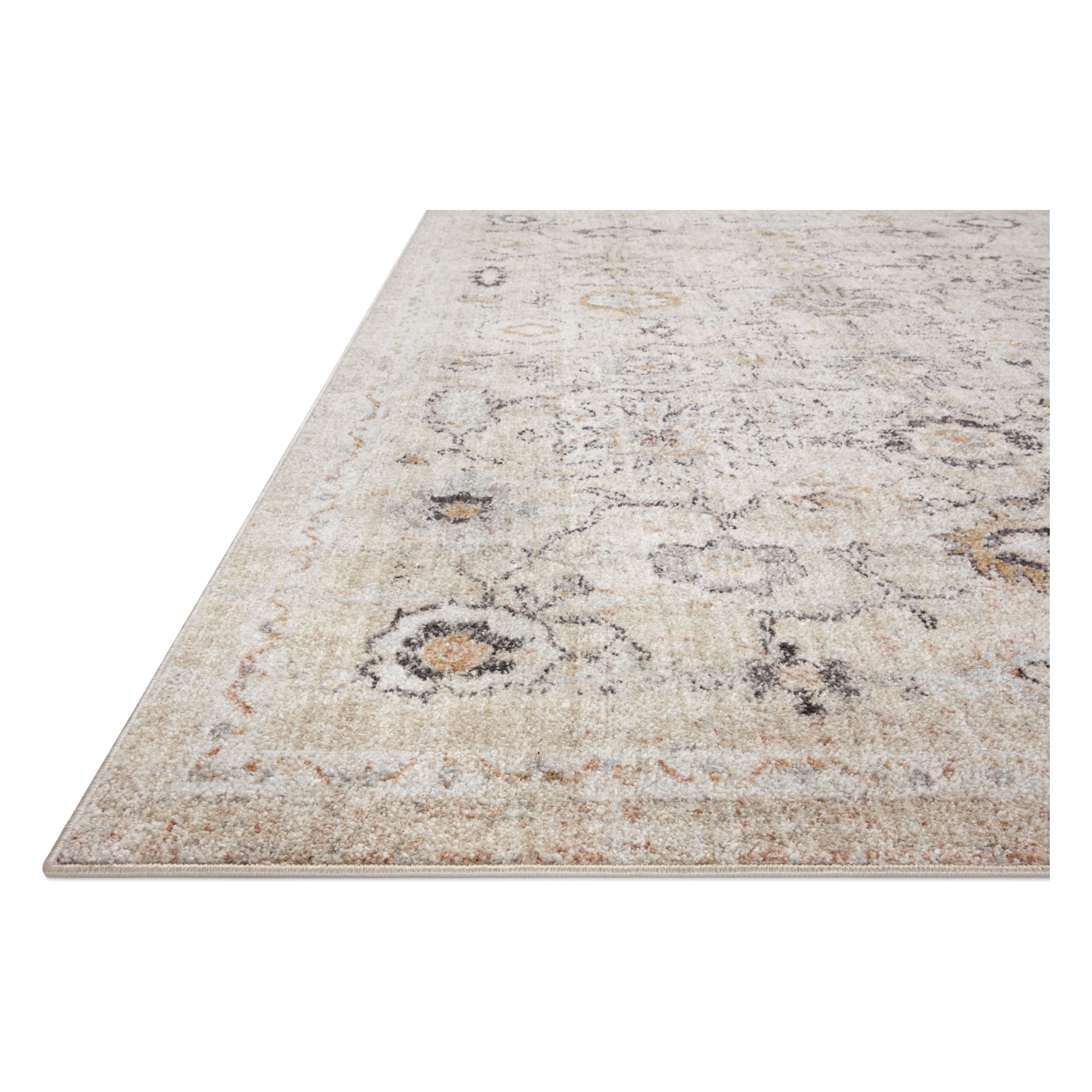 Featuring Monroe Natural / Multi Rug by Loloi at Amethyst Home. Inspired by antique Turkish Oushak carpets with large-scale motifs, the Monroe Natural / Multi Rug modernizes the traditional design in neutral palettes, many of which have black details that anchor the rug in the room. Monroe is power-loomed of 100% polypropylene for easy care and reliable. Amethyst Home provides interior design, new home construction design consulting, vintage area rugs, and lighting in the Newport Beach metro area.