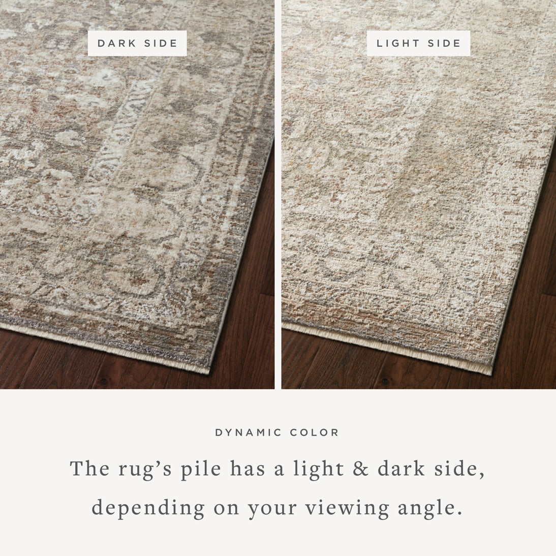 The Sonnet Collection is a versatile area rug with traditional motifs that appear to float and fade from the surface, the result of a new power-loomed construction that combines yarns of different textures. The rug is made of space-dyed polypropylene and polyester for a gradient range of colors that shift with the light. Amethyst Home provides interior design, new home construction design consulting, vintage area rugs, and lighting in the Des Moines metro area.