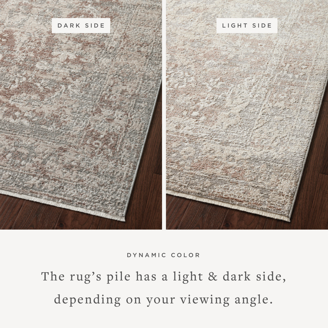 The Sonnet Collection is a versatile area rug with traditional motifs that appear to float and fade from the surface, the result of a new power-loomed construction that combines yarns of different textures. The rug is made of space-dyed polypropylene and polyester for a gradient range of colors that shift with the light. Amethyst Home provides interior design, new home construction design consulting, vintage area rugs, and lighting in the Tampa metro area.