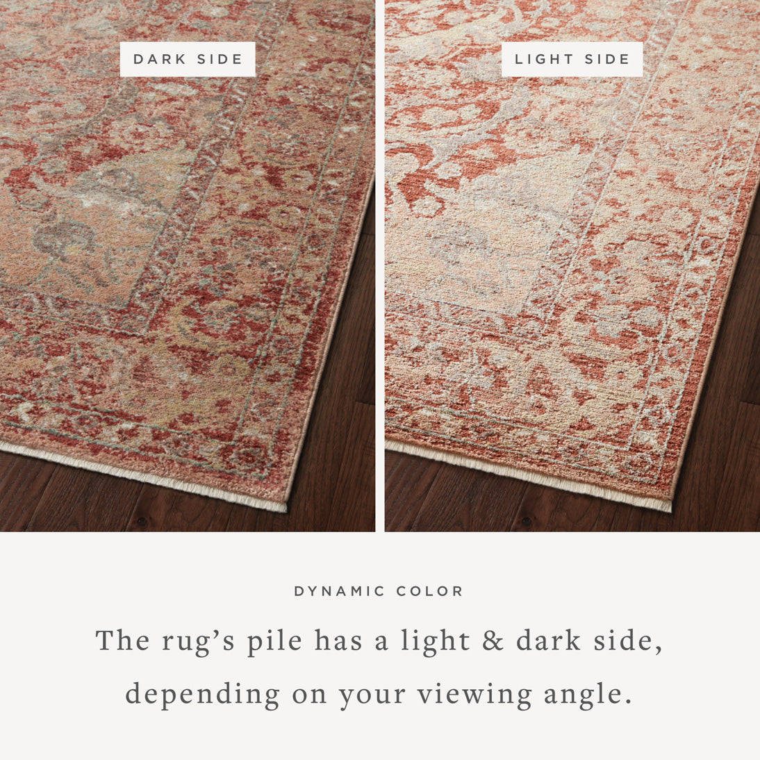The Sonnet Collection is a versatile area rug with traditional motifs that appear to float and fade from the surface, the result of a new power-loomed construction that combines yarns of different textures. The rug is made of space-dyed polypropylene and polyester for a gradient range of colors that shift with the light. Amethyst Home provides interior design, new home construction design consulting, vintage area rugs, and lighting in the Houston metro area.