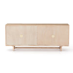 We love the grained matte finish on this Mika Washed Oak Veneer Dining Sideboard. The shelves make this the perfect sideboard for a functional, modernly attractive piece to add to your dining room  Size:  72.00"w x 16.00"d x 30.00"h Materials: Oak Veneer