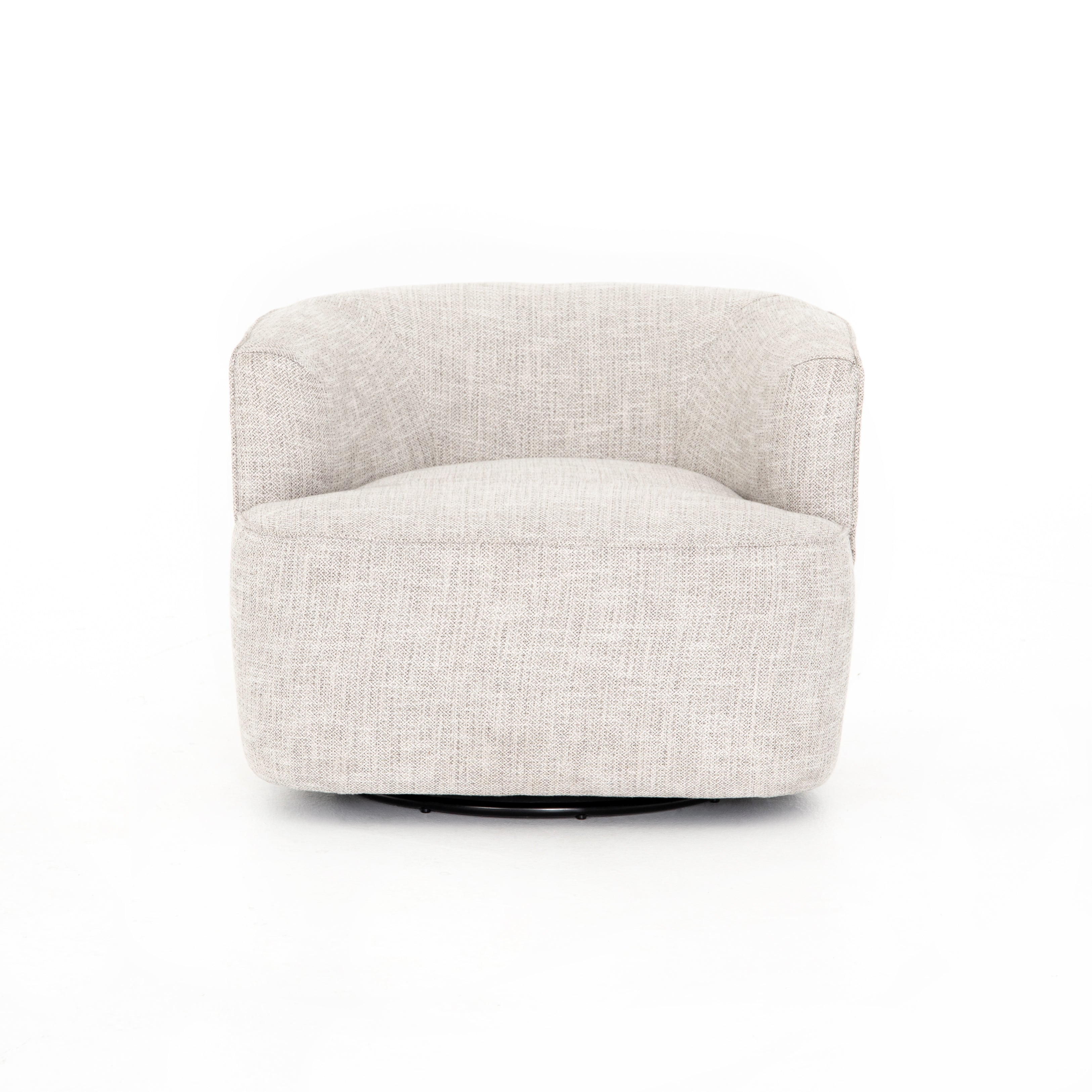 We love the curved, low back of this Mila Brazos Dove Swivel Chair. This adds a modern, functional seating to any living room, office, or other area.   Overall Dimensions: 35.00"w x 34.50"d x 27.00"h Seat Depth: 24" Seat Height: 16" Arm Height from Floor: 26" Arm Height from Seat: 9.5"