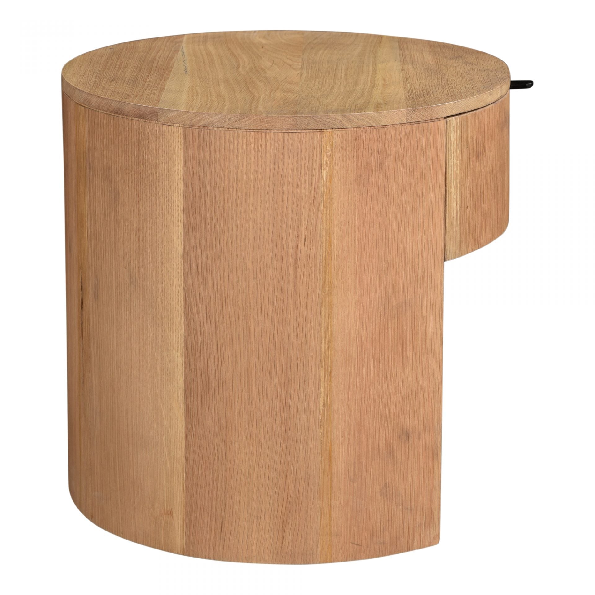 Made from solid oak and a natural finish, the Theo Nightsand gives us all the natural, earthy vibes. The drawer makes this an extremely function, contemporary piece to add to your room.   Size: 19"W x 19"D x 18.5"H Material: Solid Oak