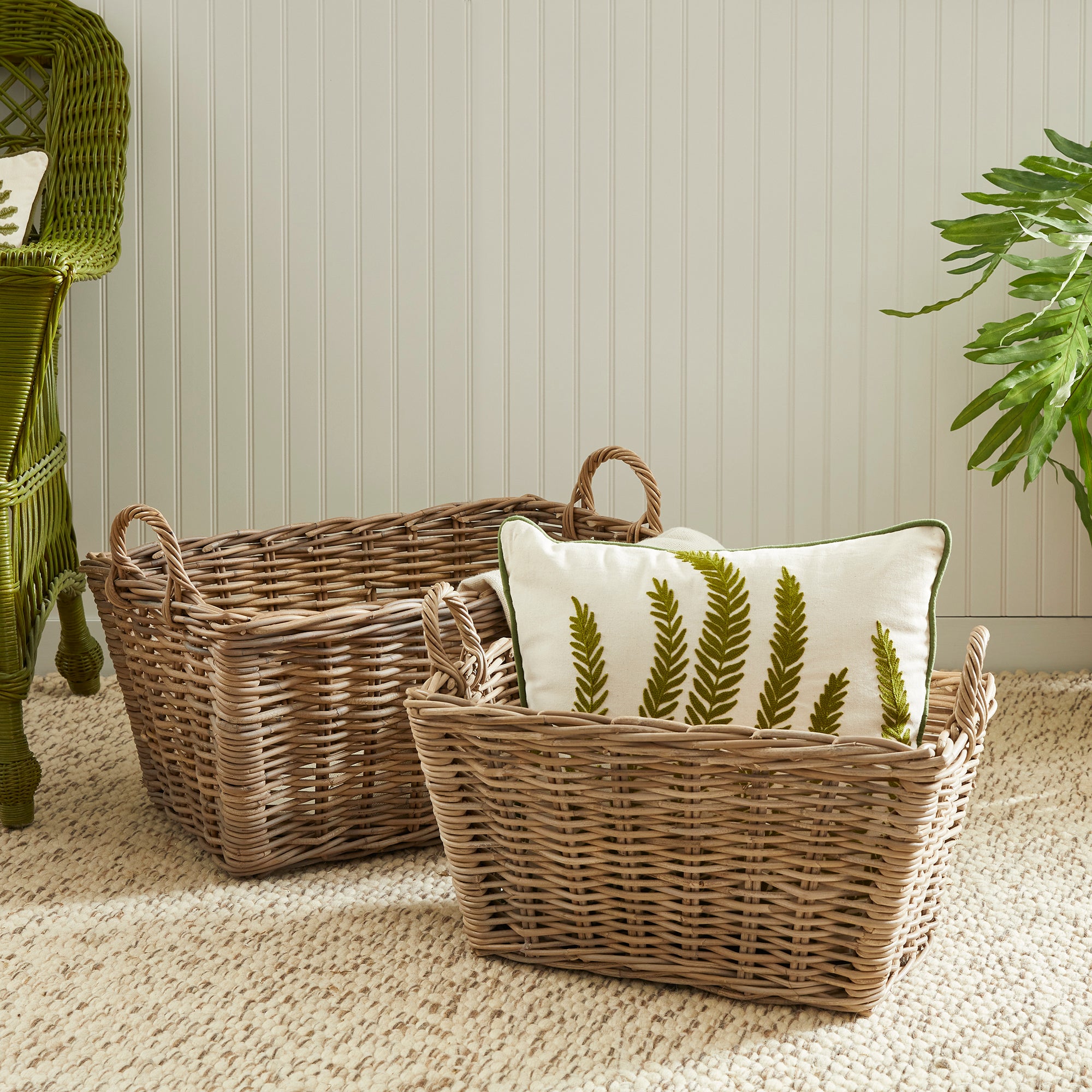 When it comes to the classic, casual appeal of rattan, these baskets are some of the best. They make a great set of laundry baskets or any thing you need stored beautifully. Amethyst Home provides interior design, new construction, custom furniture, and area rugs in the Newport Beach metro area.