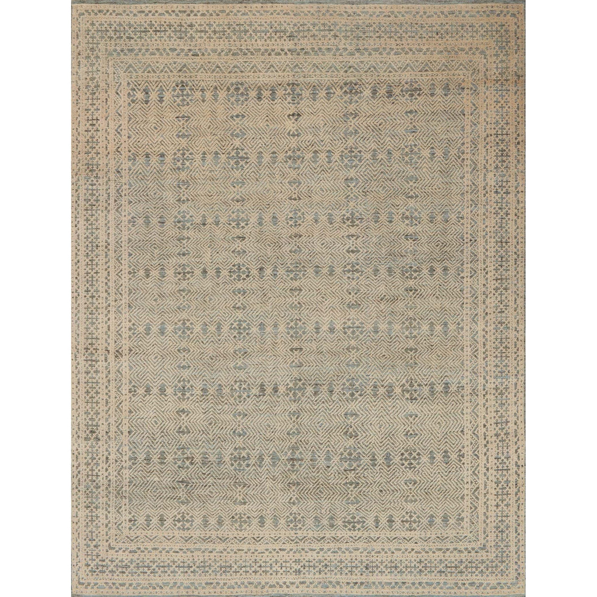 Ollie Blue/Natural Hand-Knotted Rug