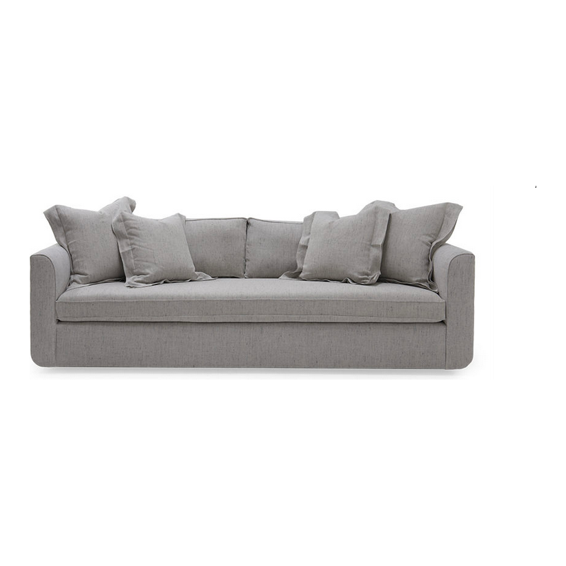 Popular to the Verellen product line, the Greyson Sofa features:  Spring/down seat construction Loose box style seat cushion Boxed back pillows 3″ open flange toss pillows Double needle stitch detail Upholstered only Sits on floating legs