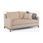 A Verellen classic, the June Sofa Family features:  Spring down seat construction Boxed style back pillows Loose bench style seat cushion Knife edge toss pillows 5 1/2″ H wood base