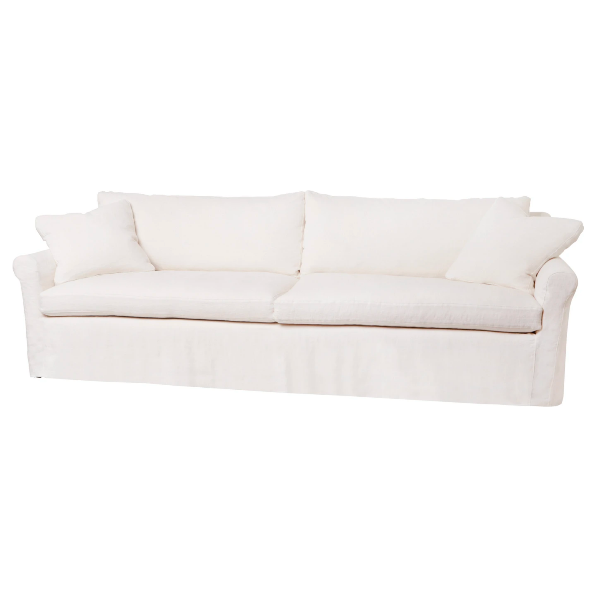 This is not your traditional roll-arm sofa. The Beverly Sofa from Cisco Brothers has a scaled-down roll arm for a more subtle style, allowing it to fit comfortably with any living room ensemble.  Priced in grade J fabric Brevard Ivory.